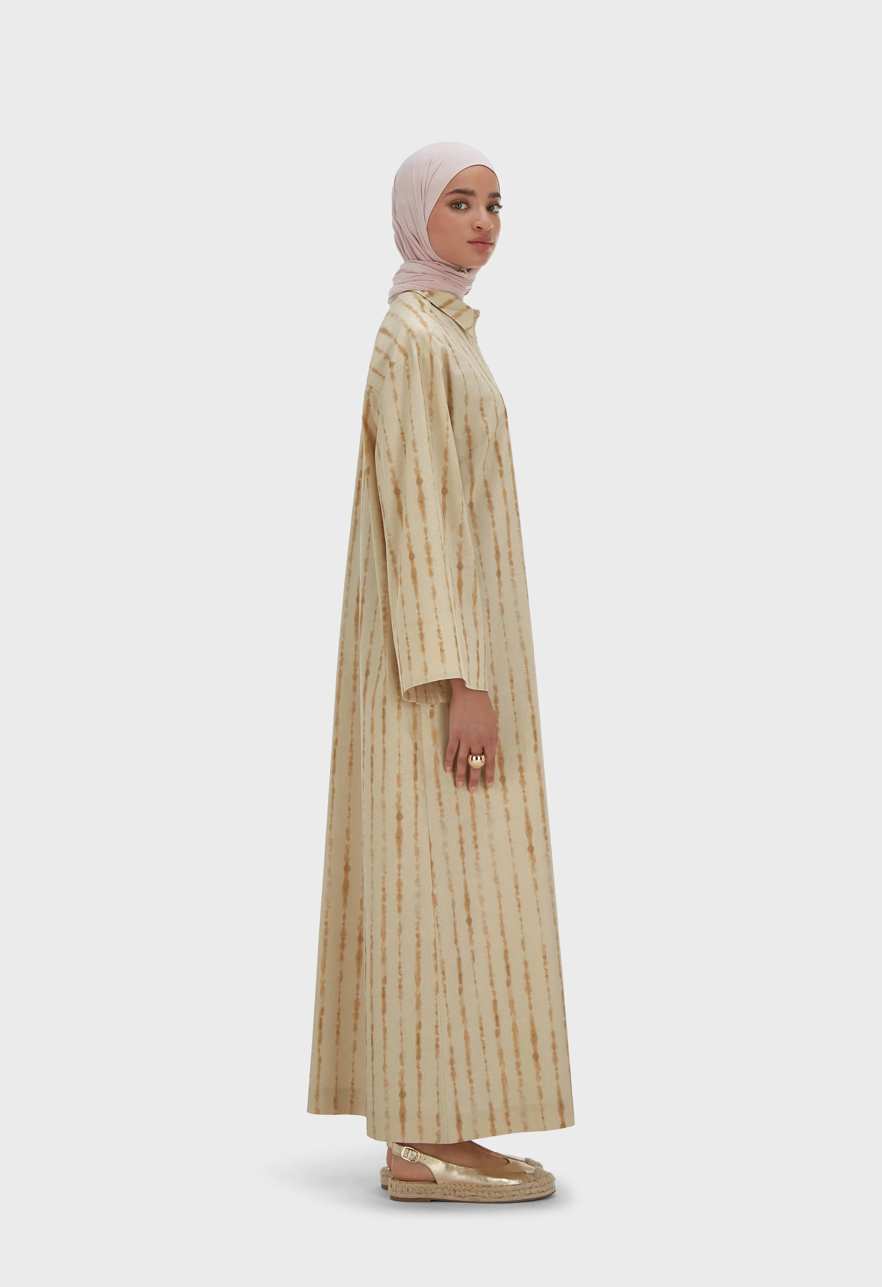 Shibori Kaftan Dress | Beige Rose - Image 2