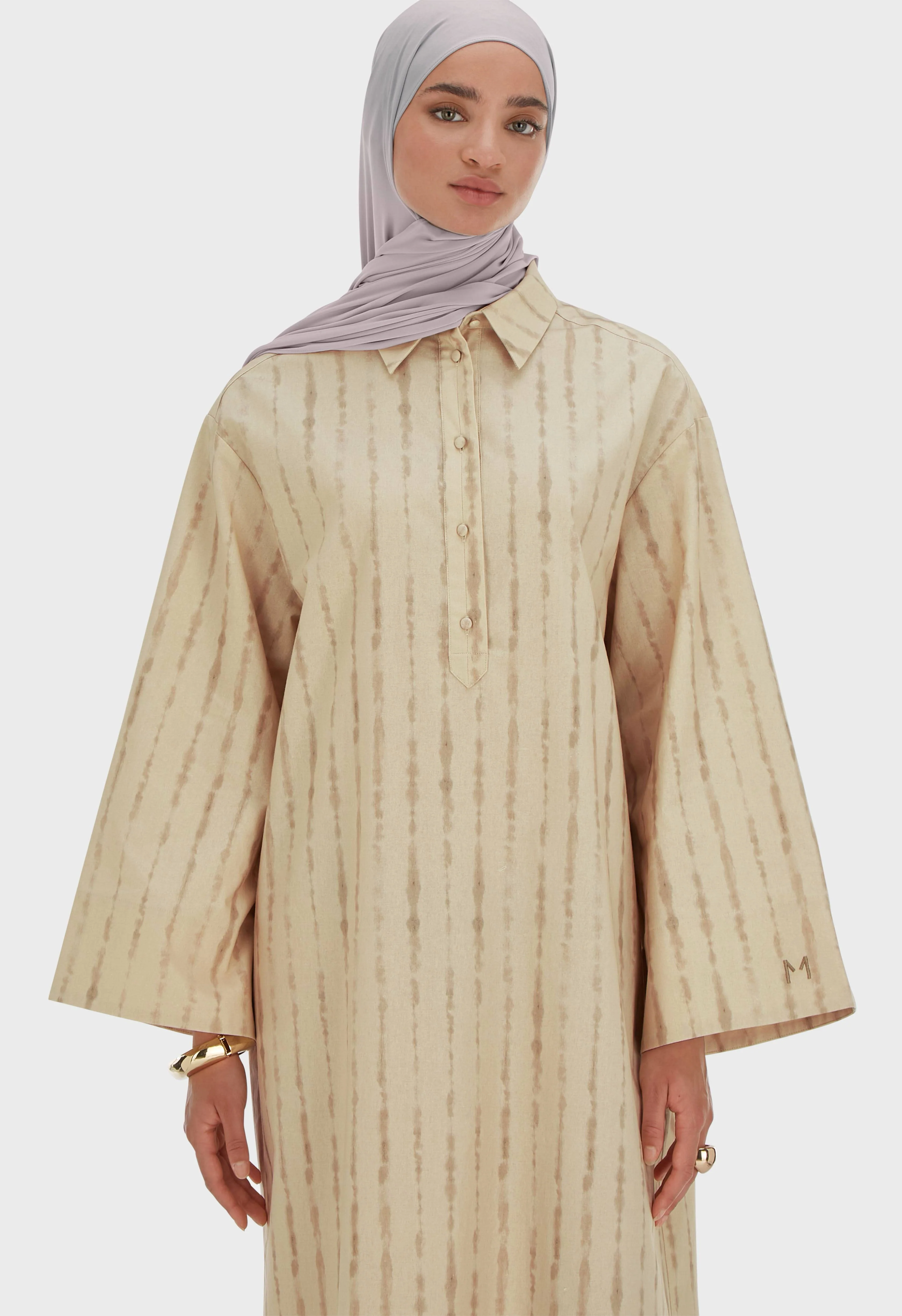 Shibori Kaftan Dress | Brown Rice - Image 3