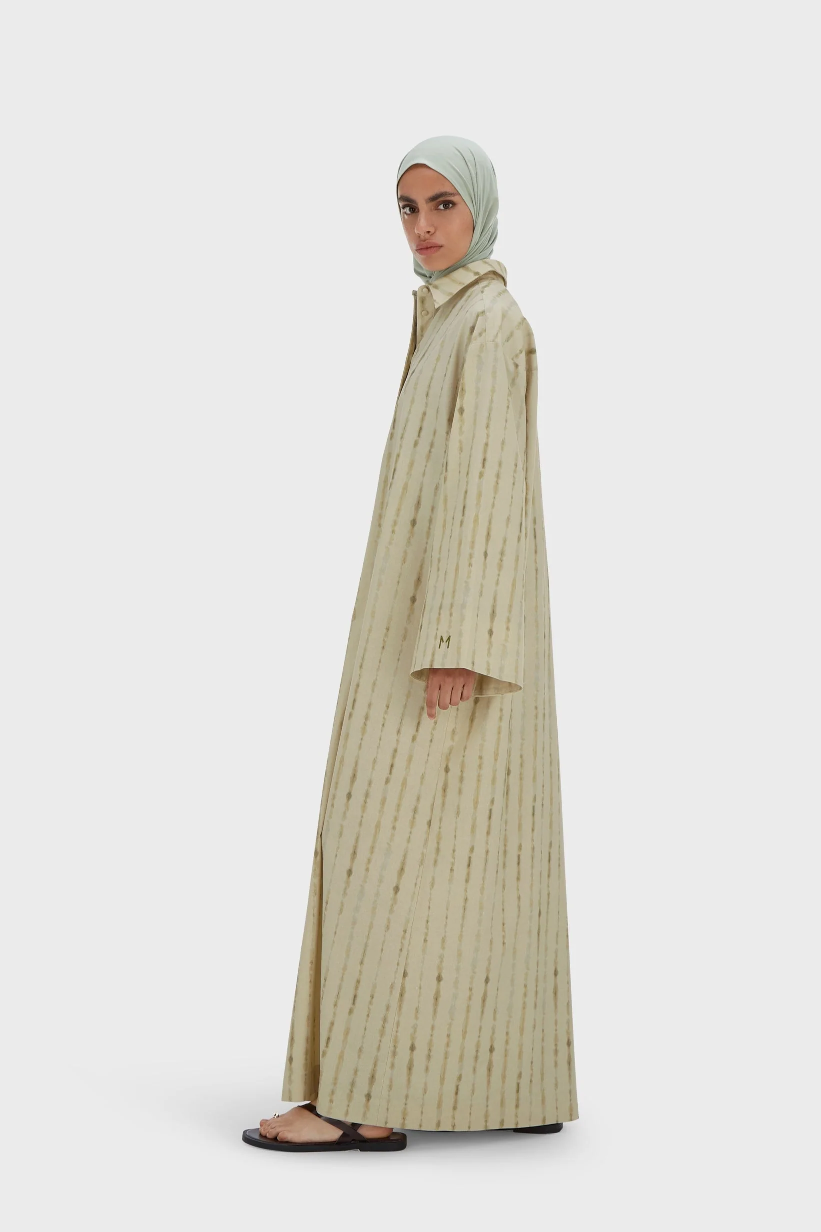 Shibori Kaftan Dress | Soft Khaki - Image 2