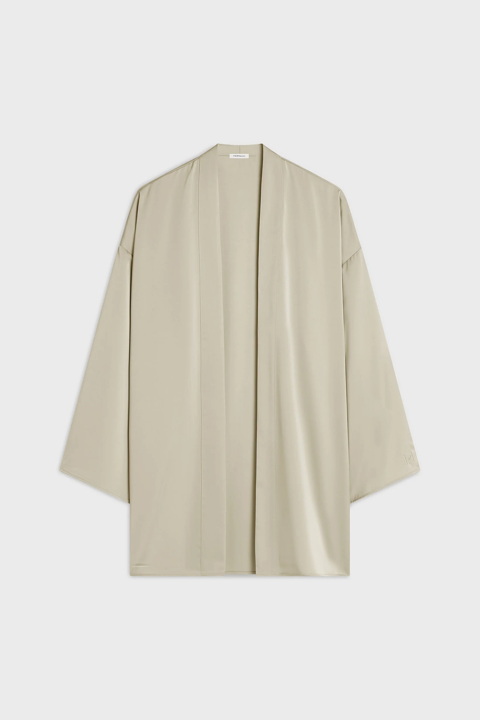 Short Satin Abaya | Moss Gray - Image 4