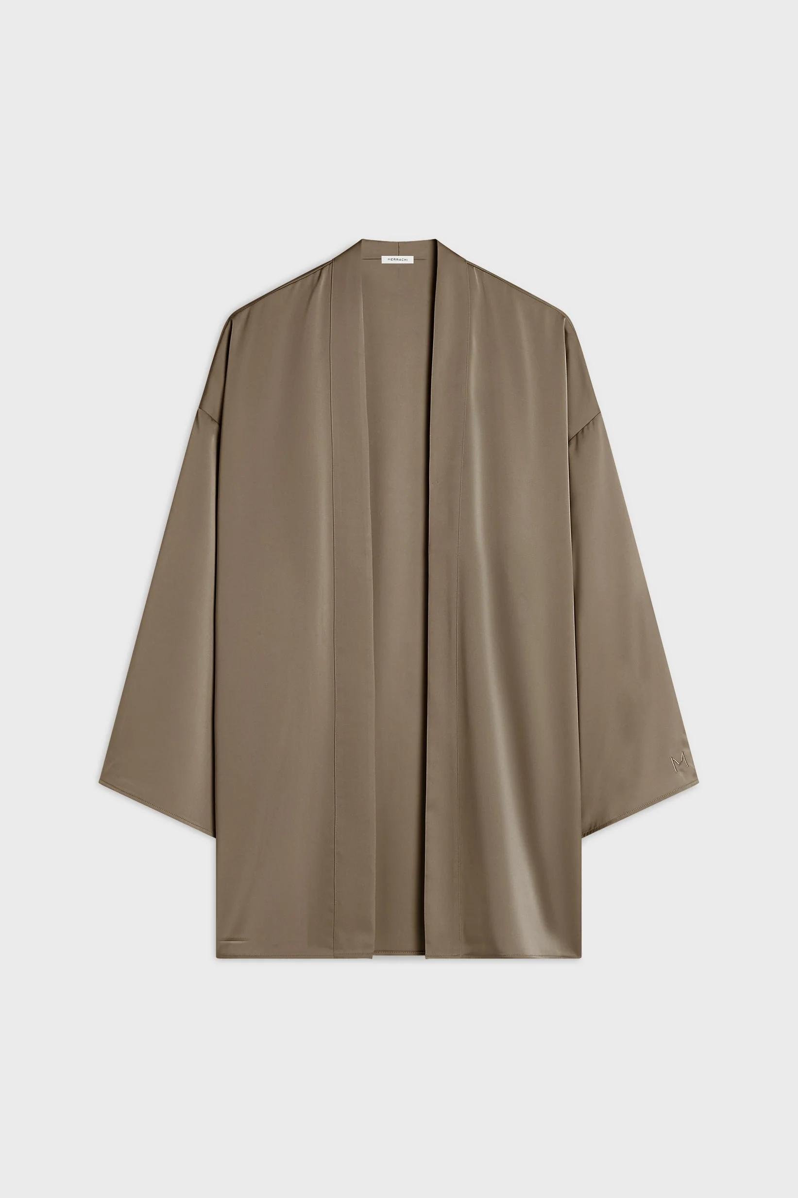 Short Satin Abaya | Taupe - Image 4