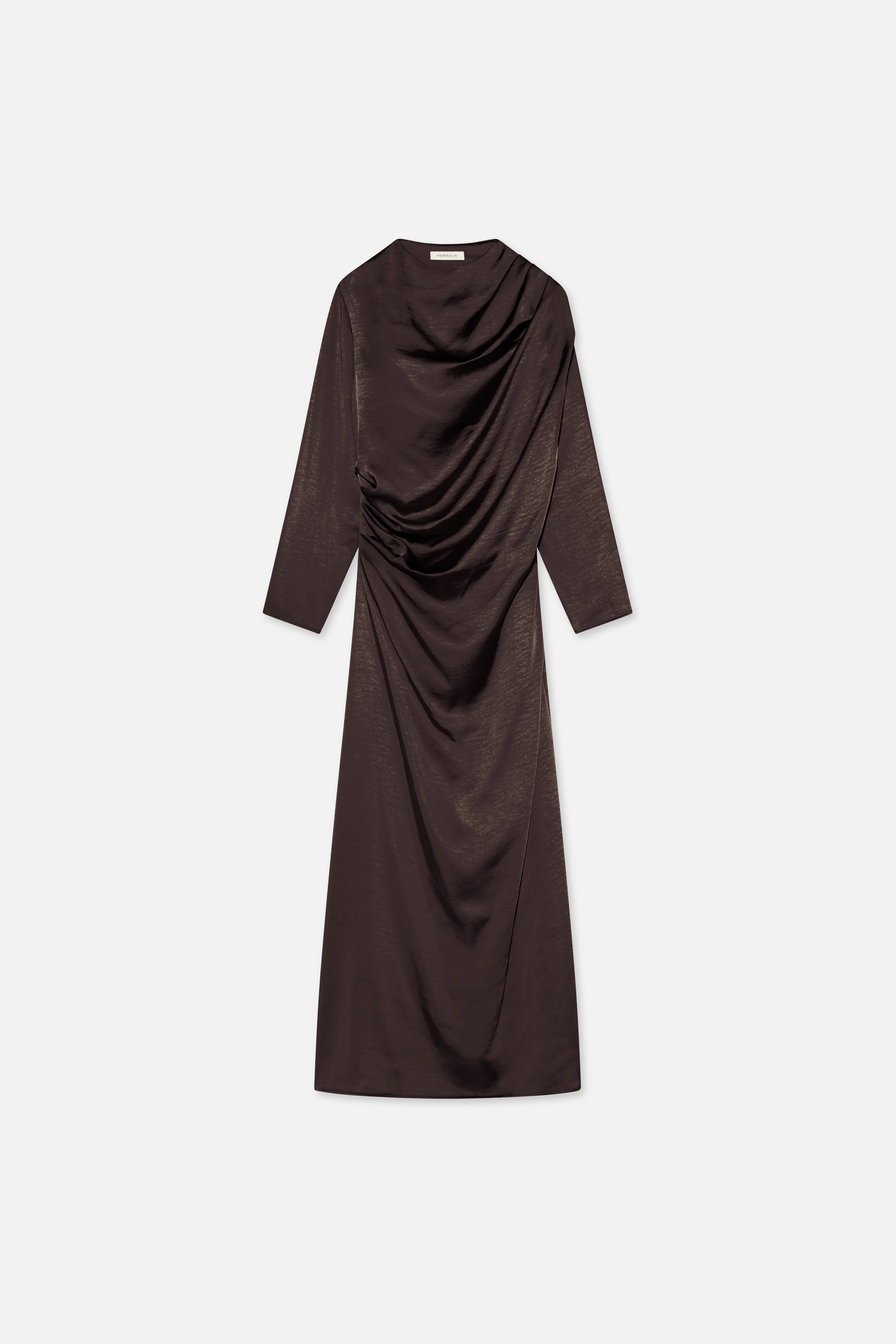 Shoulder Drape Dress | Dark Brown - Image 7