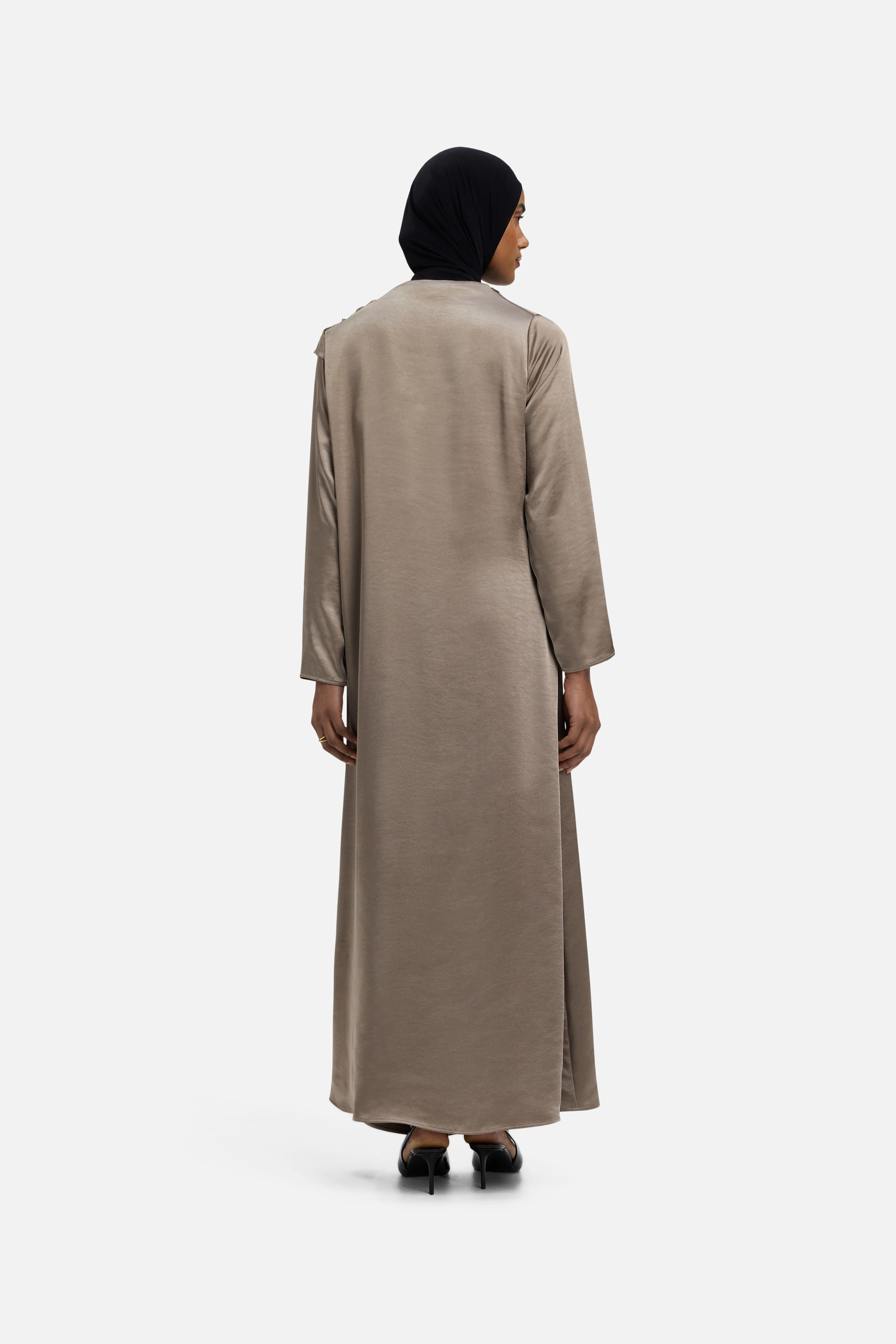Shoulder Drape Dress | Milky Cacao - Image 4