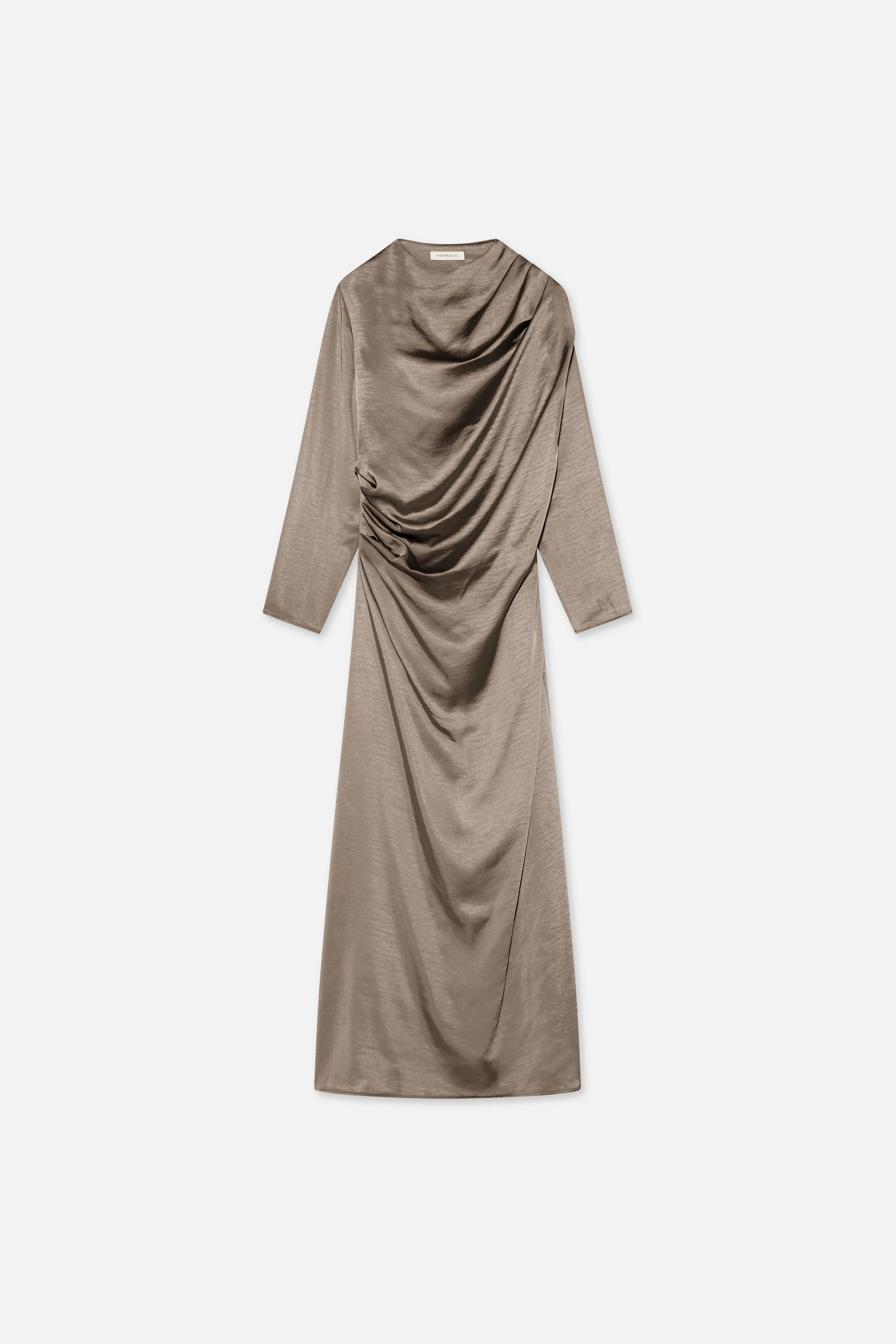 Shoulder Drape Dress | Milky Cacao - Image 5