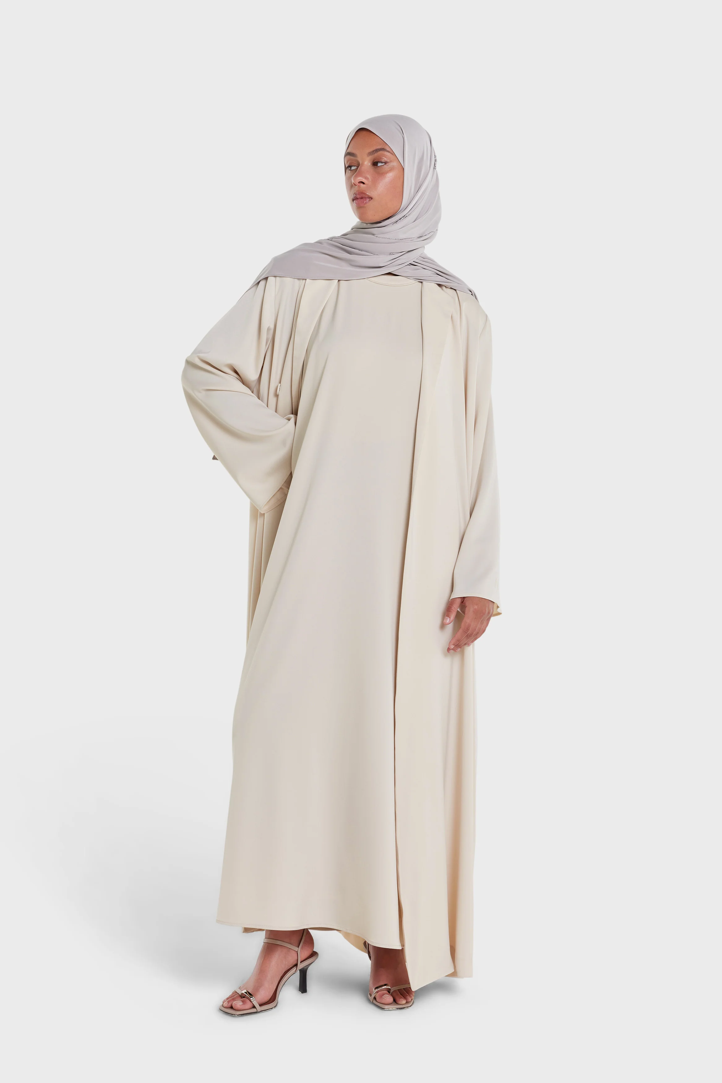 Sleeveless Satin Dress | Sand - Image 2