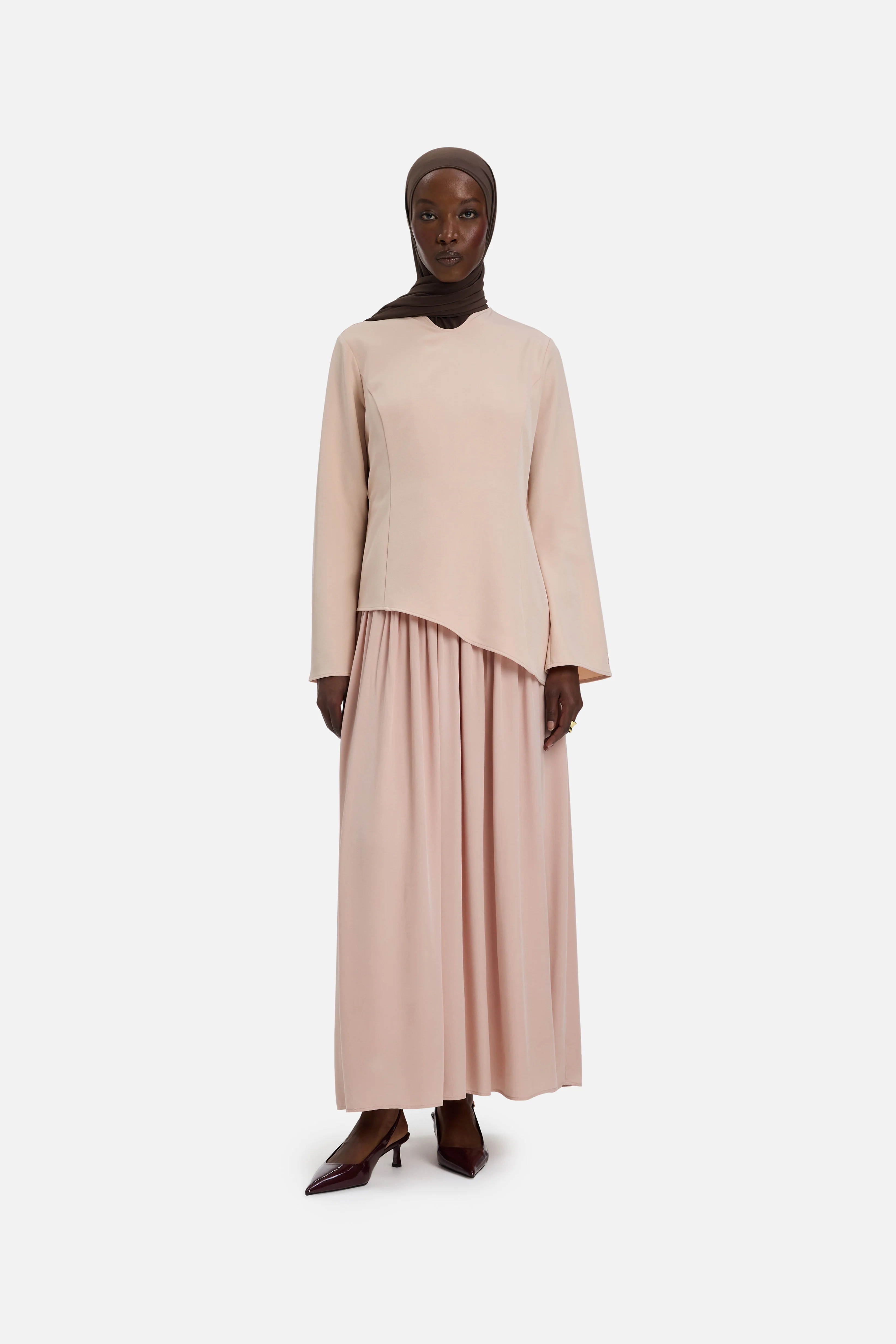 [PREORDER] Soft Curved Tailored Dress | Dark Rose