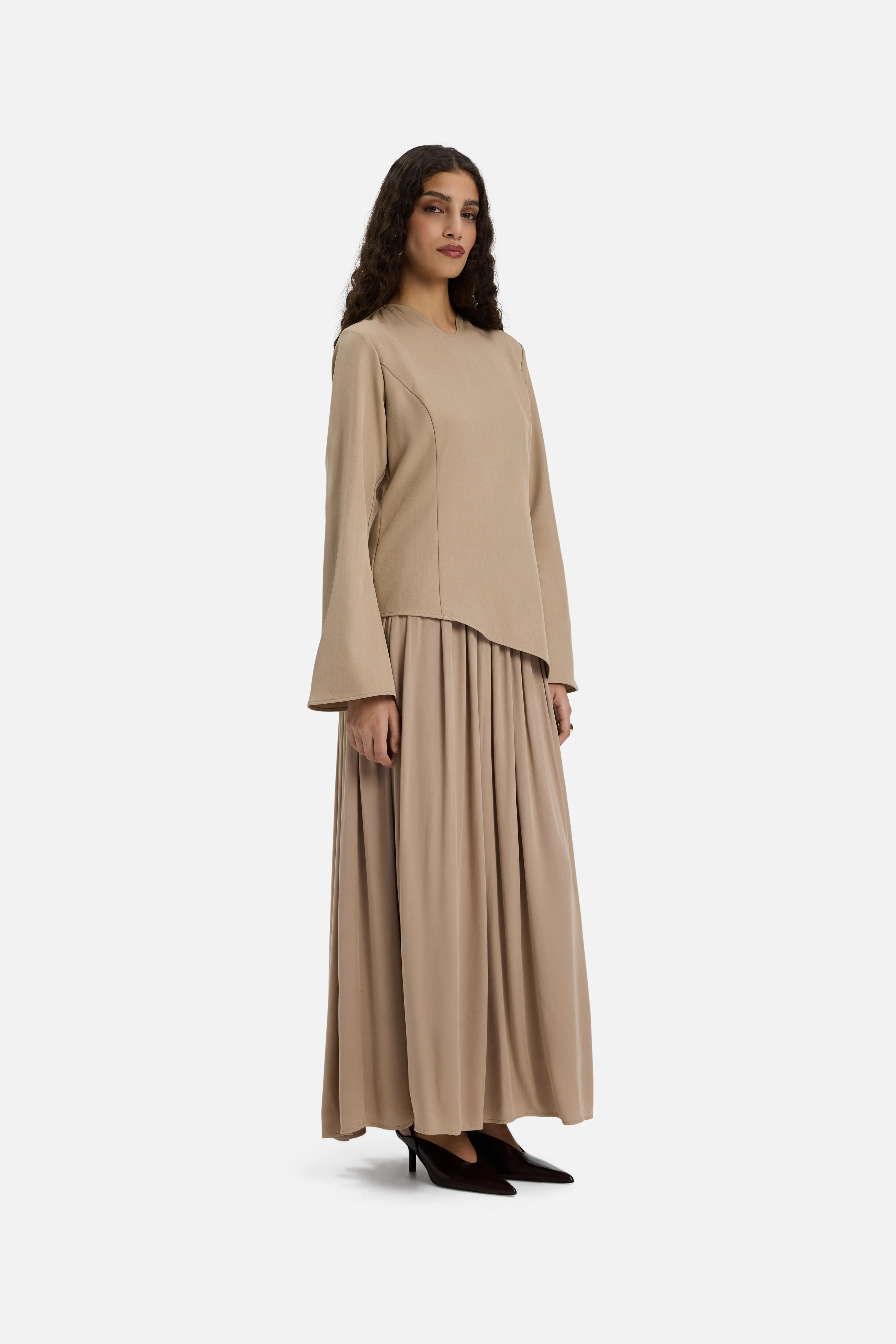 Soft Curved Tailored Dress | Mocha - Image 2