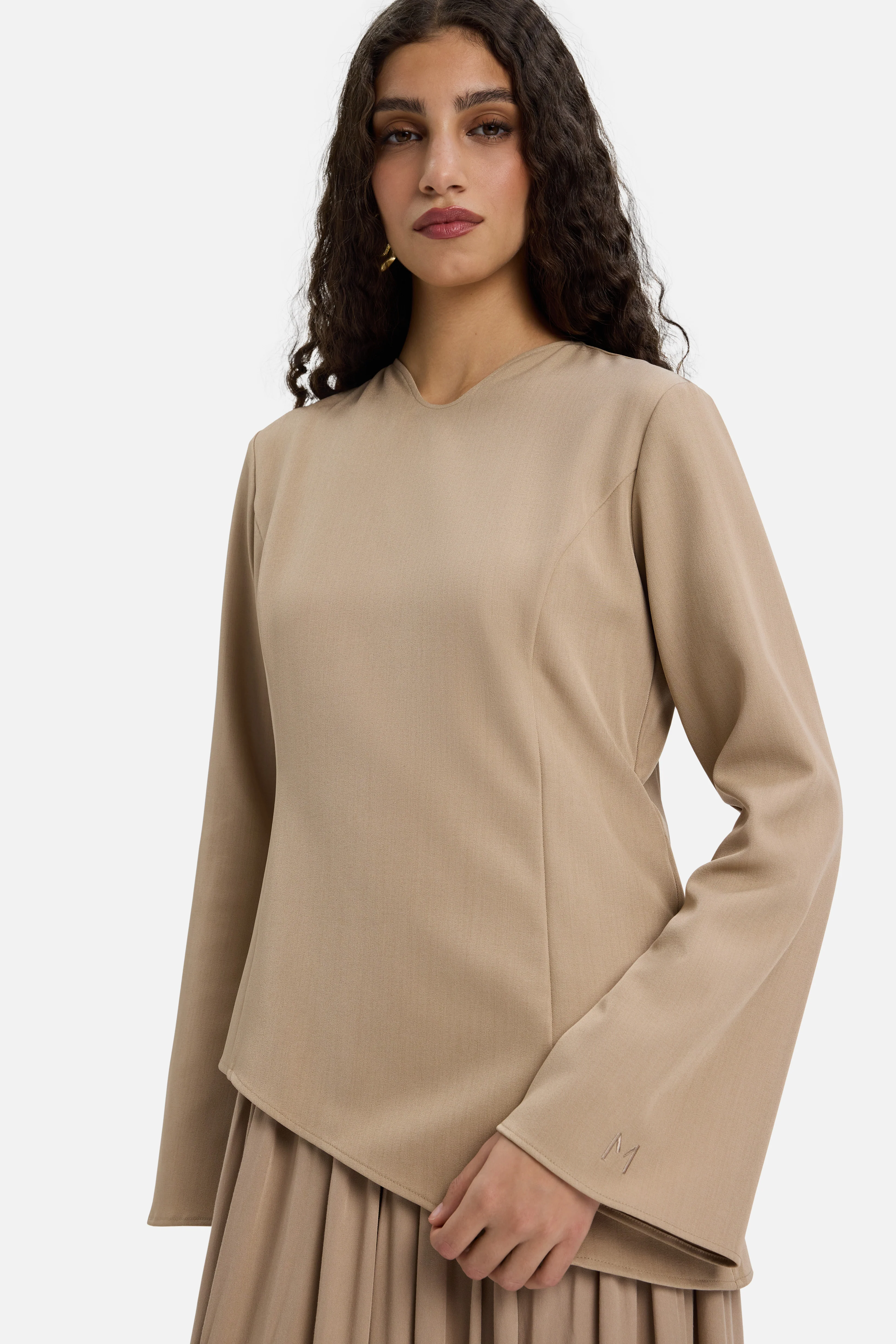 Soft Curved Tailored Dress | Mocha - Image 3