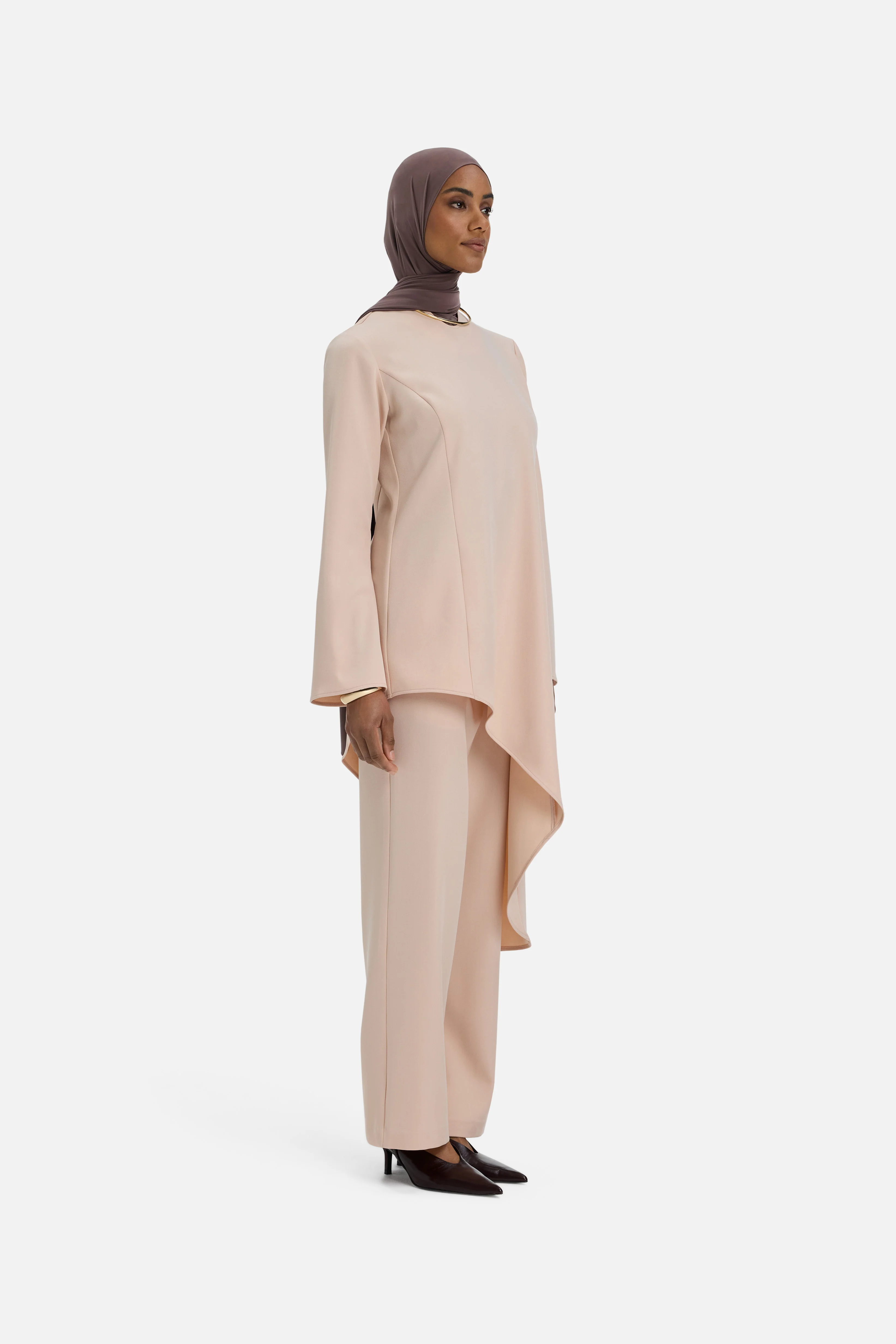 Soft Curved Tailored Top | Dark Rose - Image 2