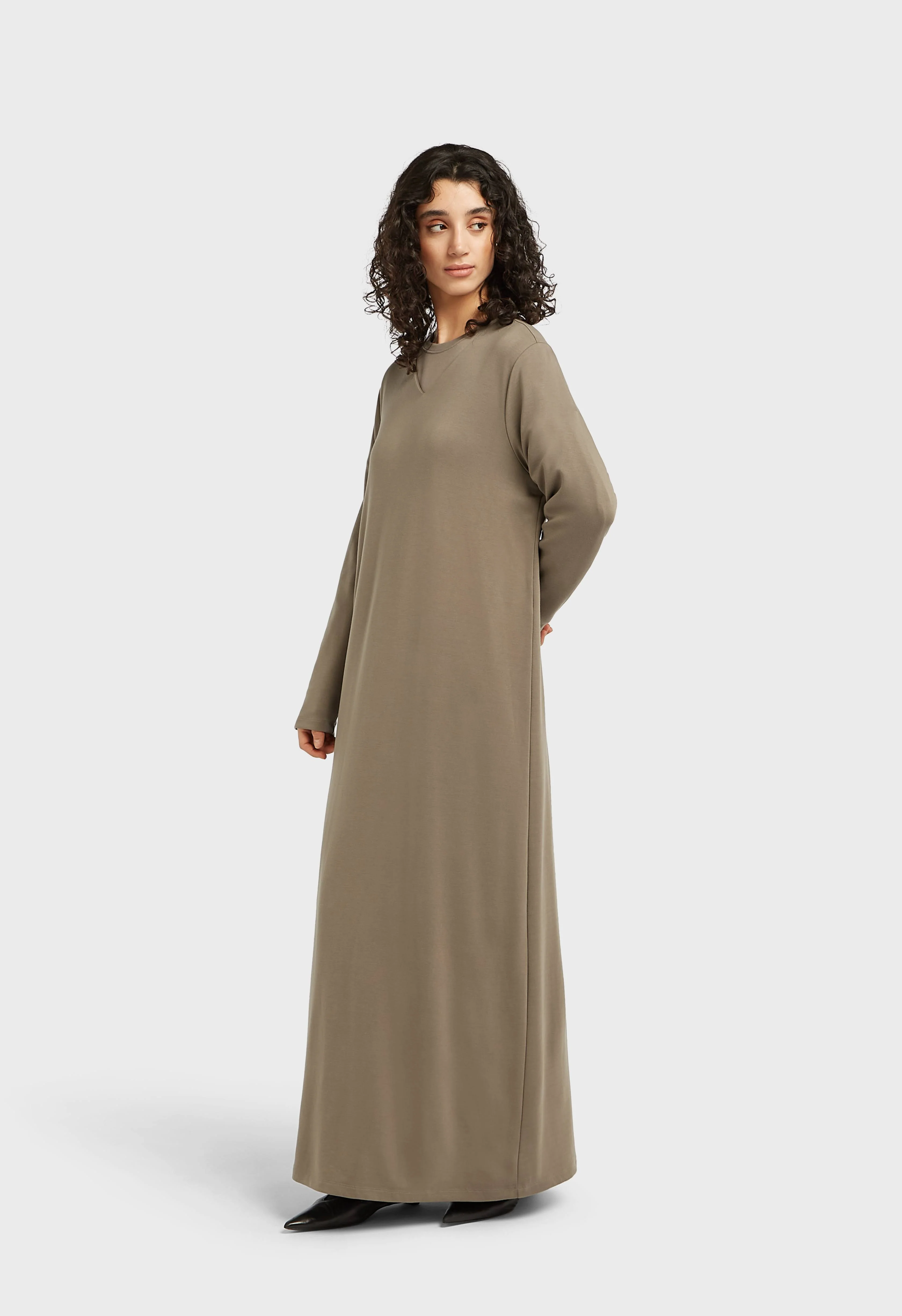 Soft Rayon V-Neck Dress | Desert Brown - Image 2
