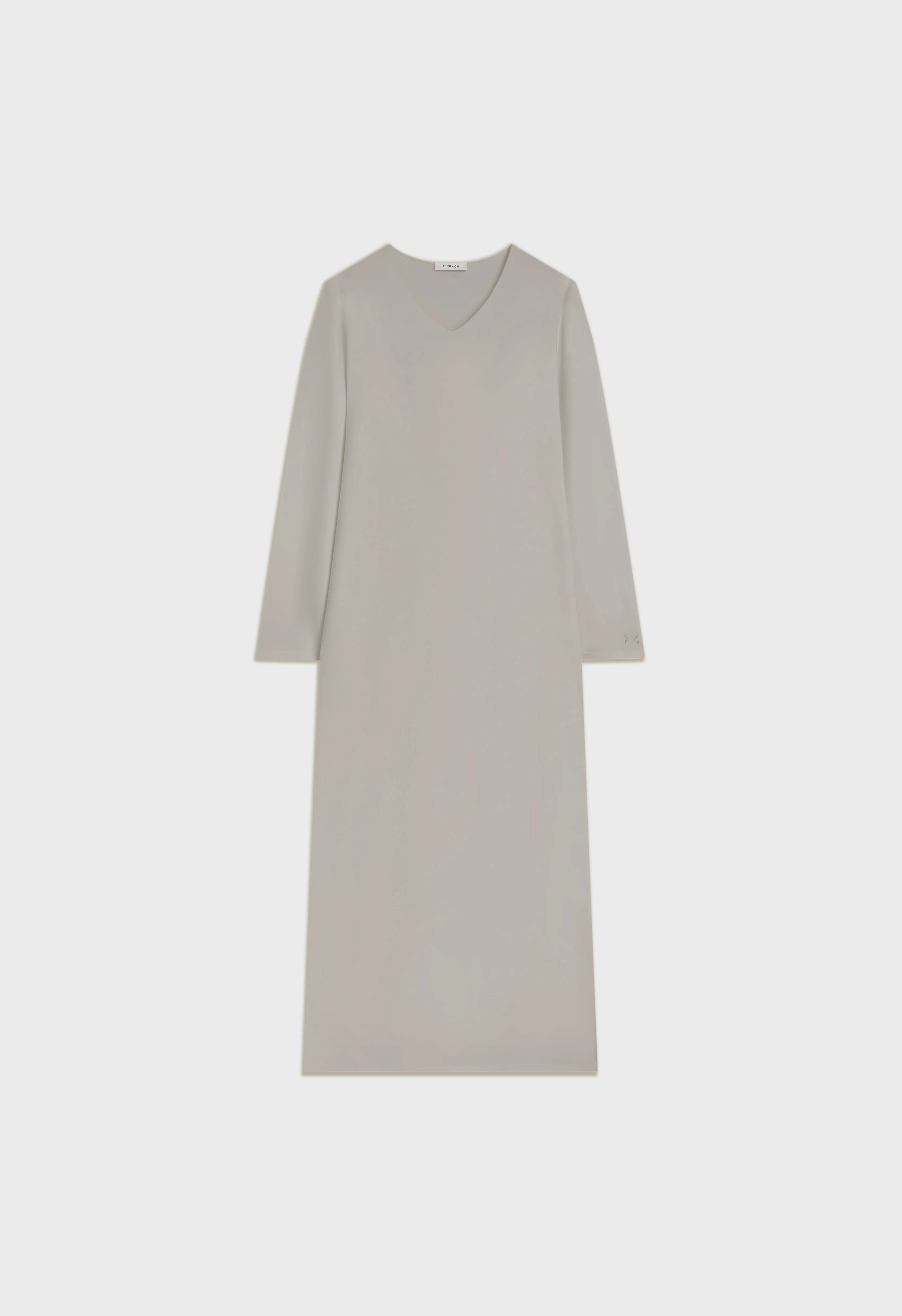 Soft Rayon V-Neck Dress | Pebble - Image 3
