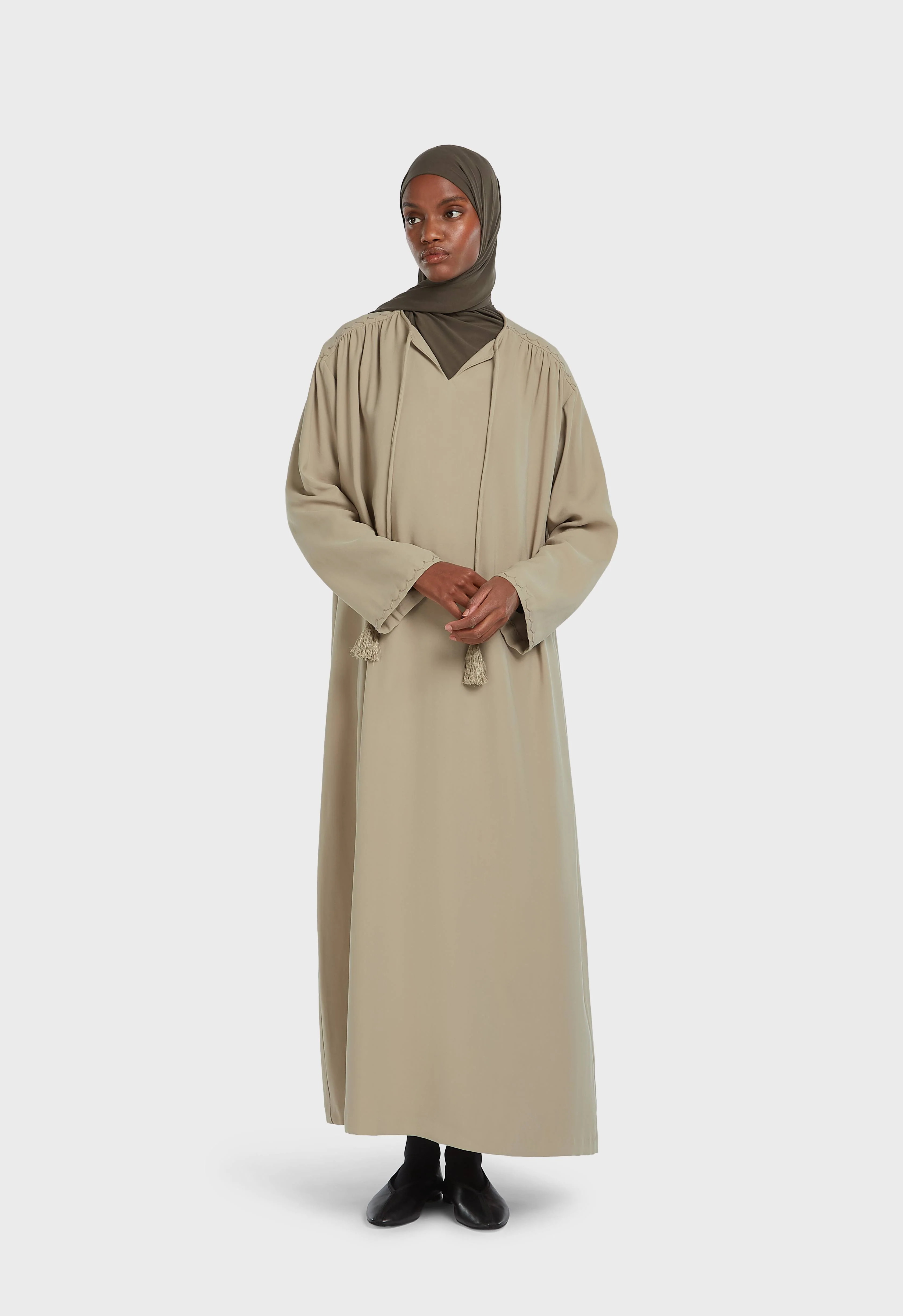Soft Woven Tailored Dress | Mocha - Image 2