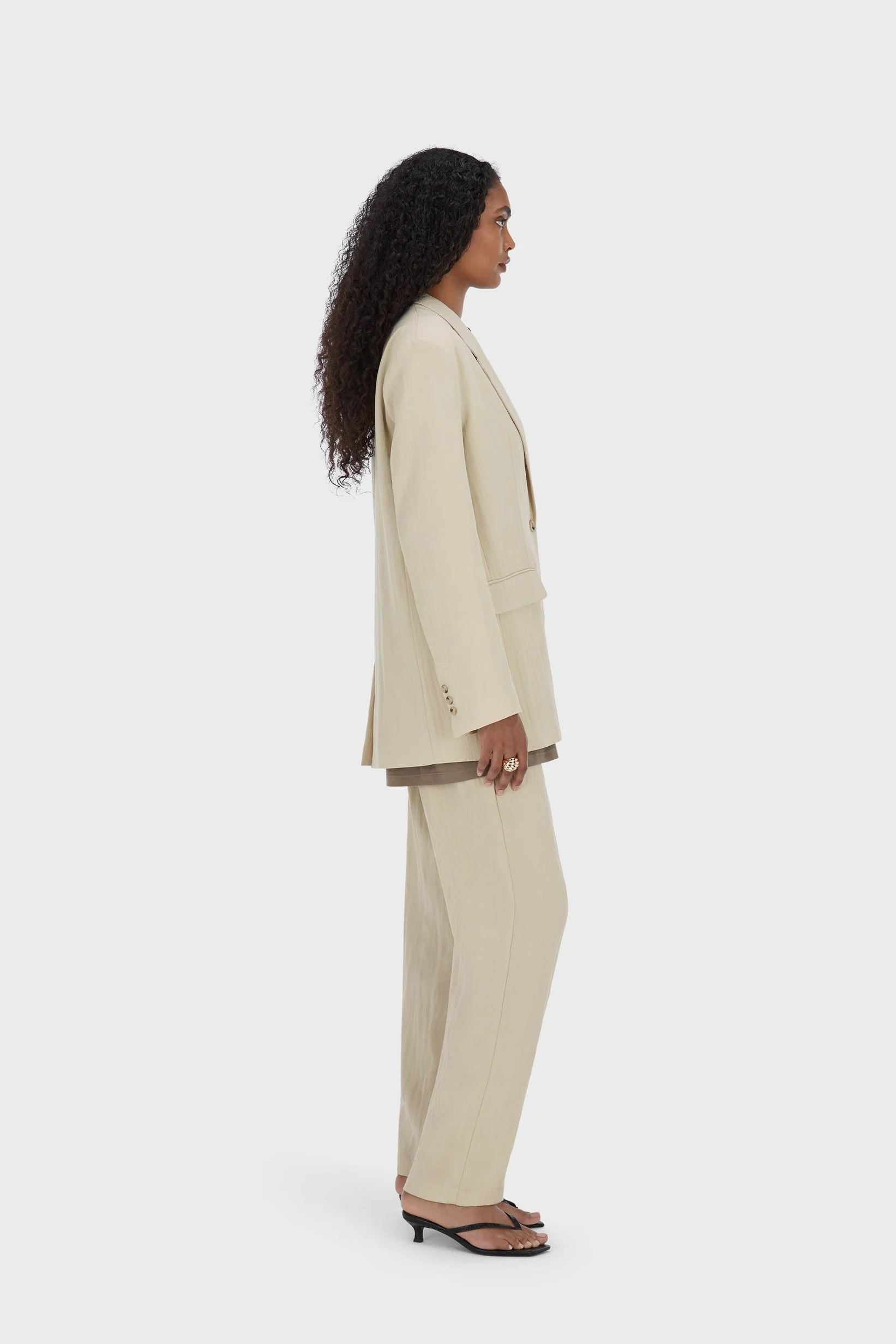 Structured Tailored Pants | Sand - Image 2