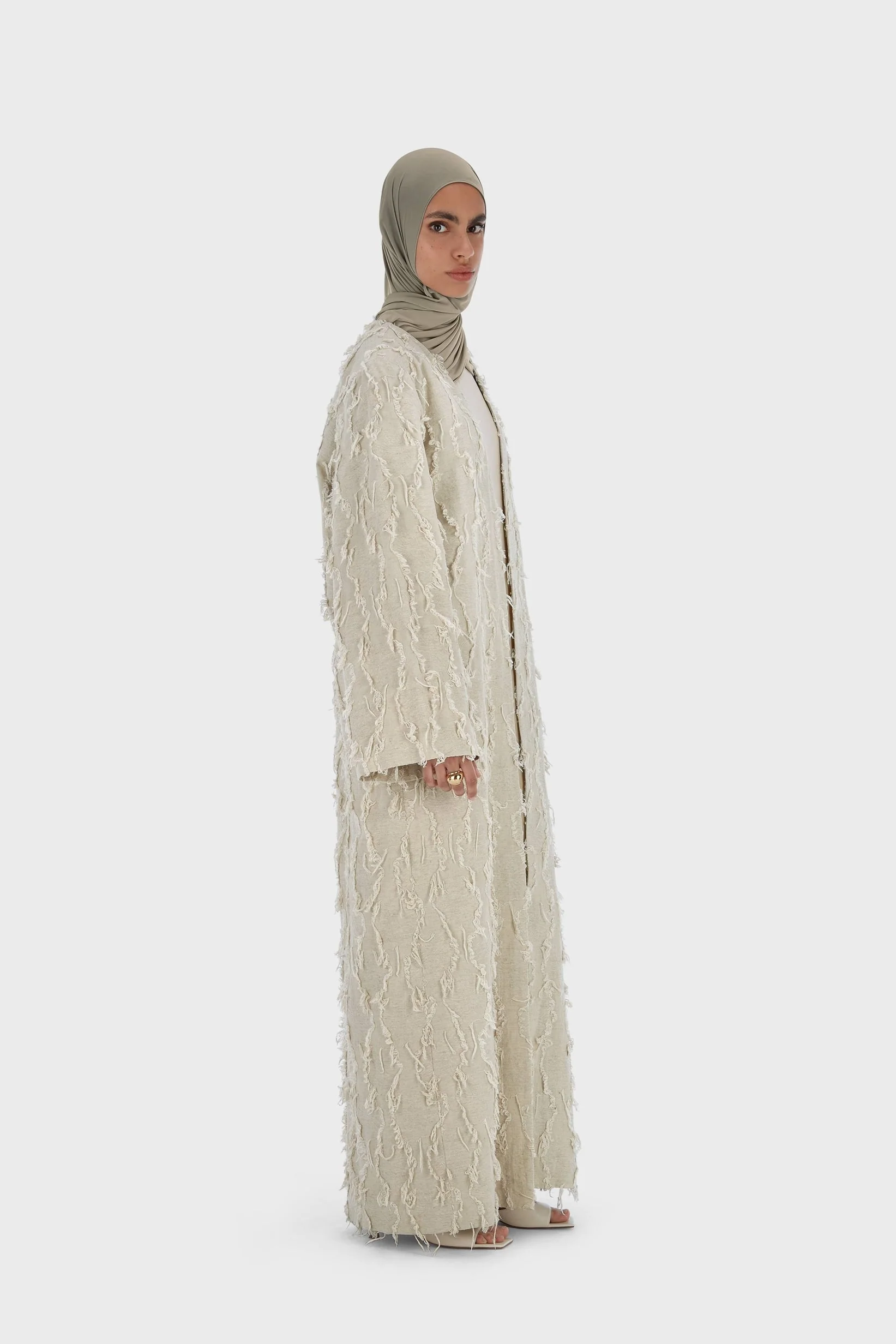 Summer Fil Coupé Abaya | Natural - Image 2