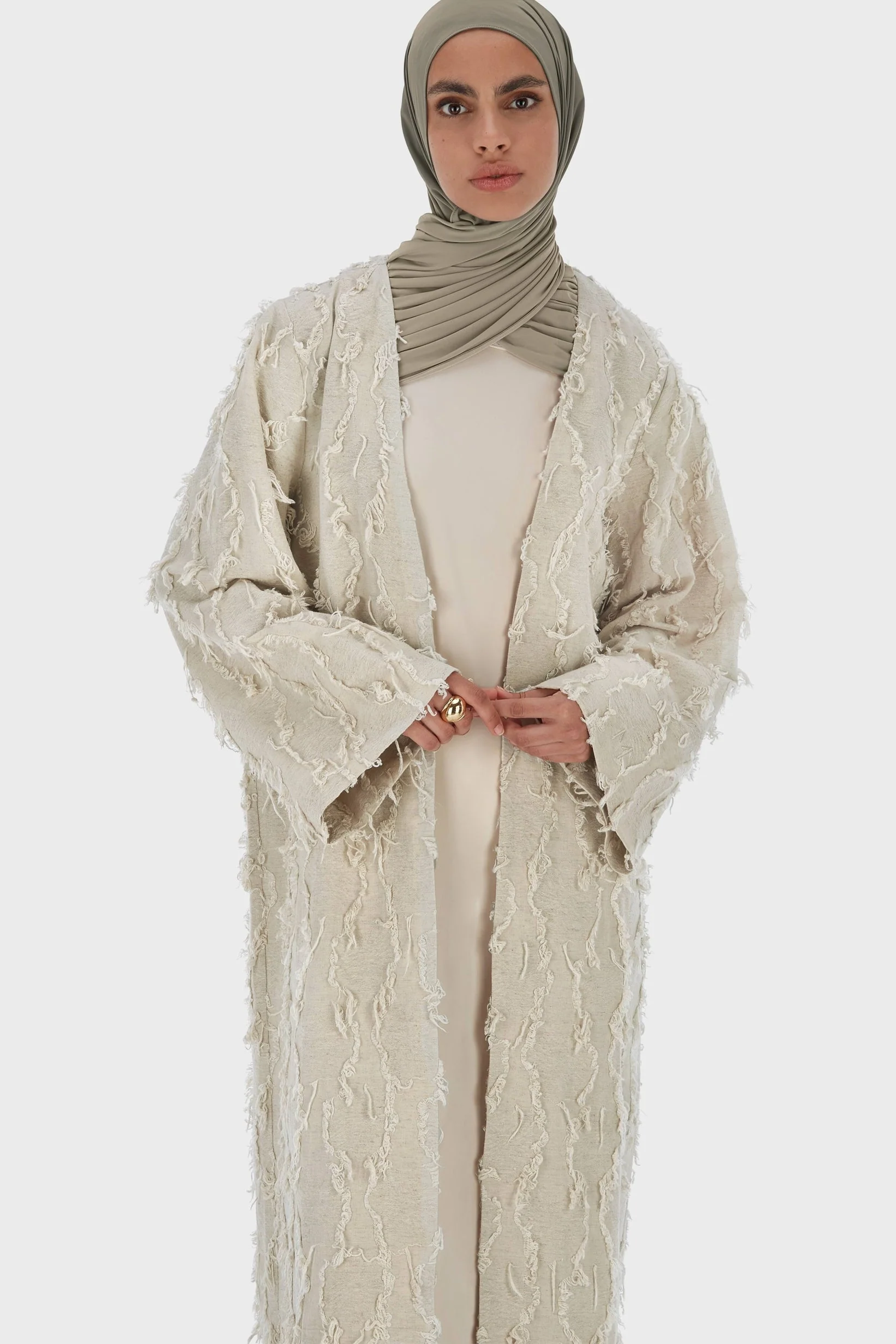 Summer Fil Coupé Abaya | Natural - Image 3