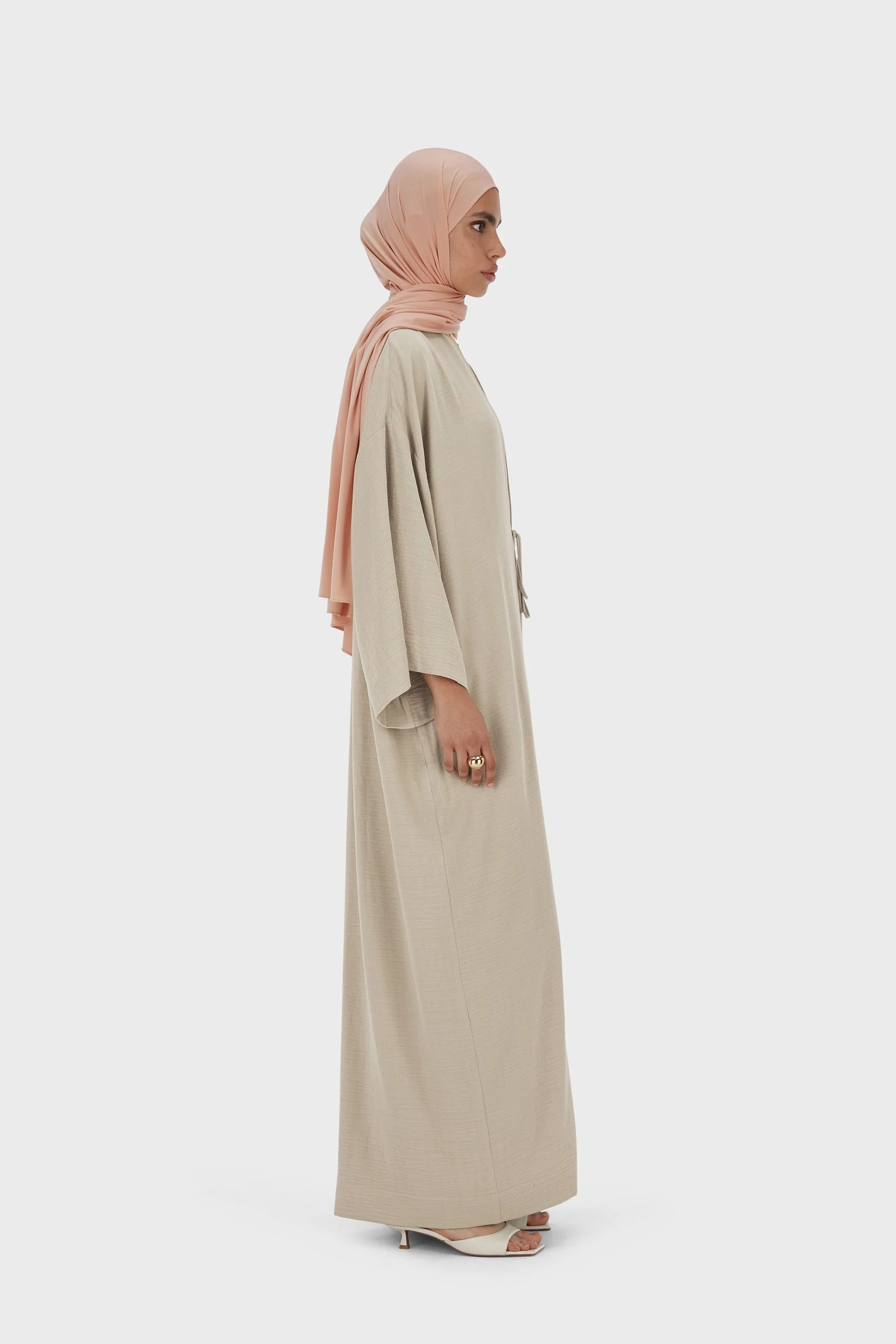 Summer Stripe Abaya | Moss Gray - Image 2