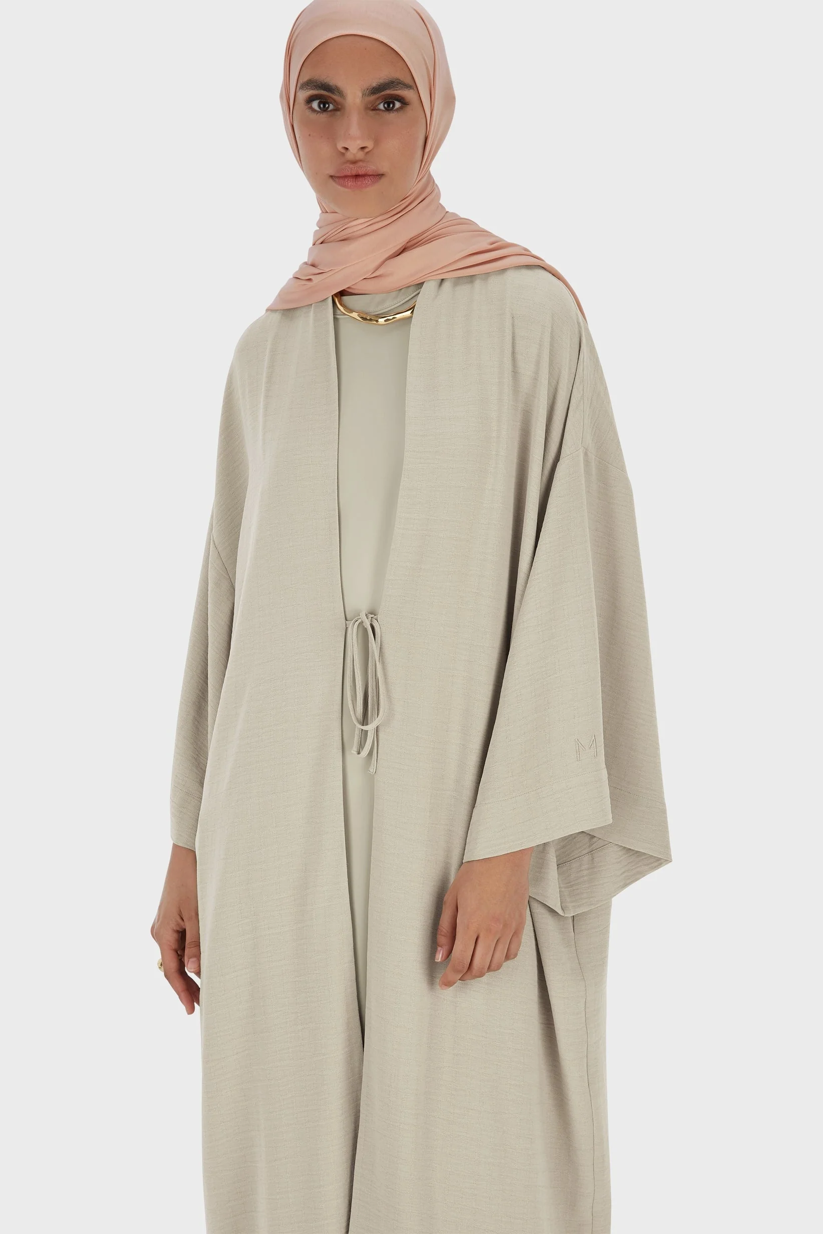 Summer Stripe Abaya | Moss Gray - Image 3