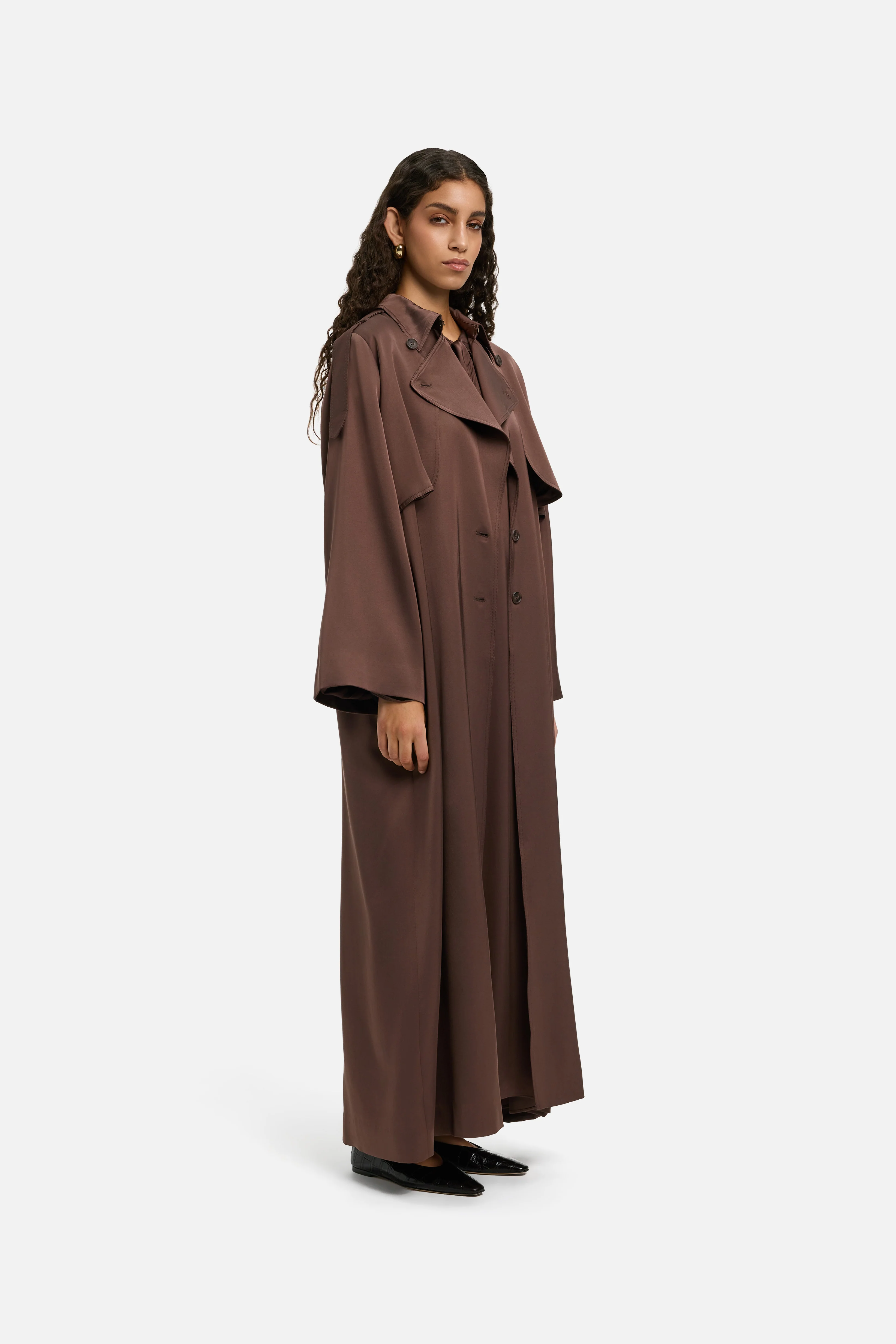 Summer Trench Abaya | Burnt Mocha - Image 2