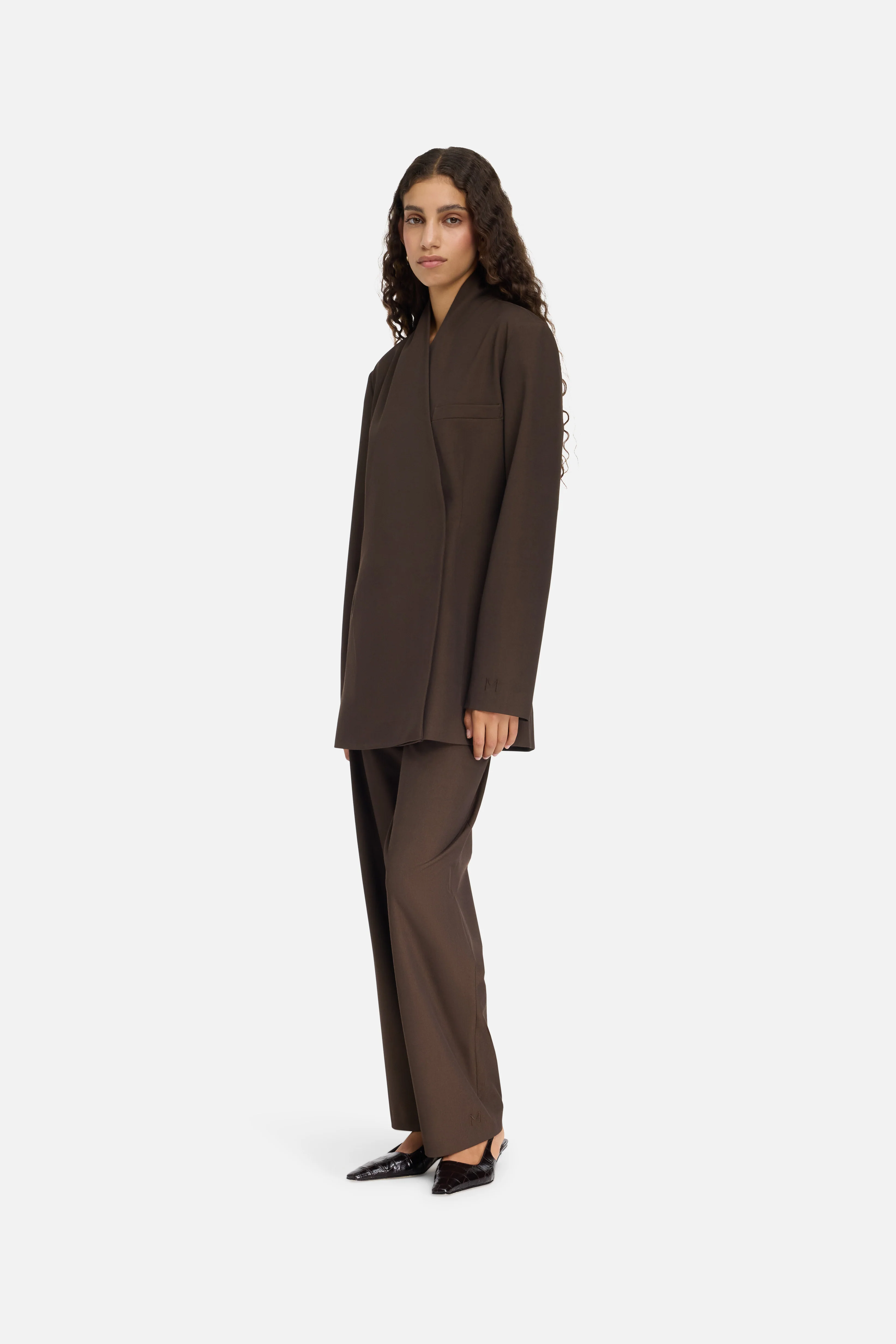 Tailored Oversized Blazer | Dark Brown - Image 2