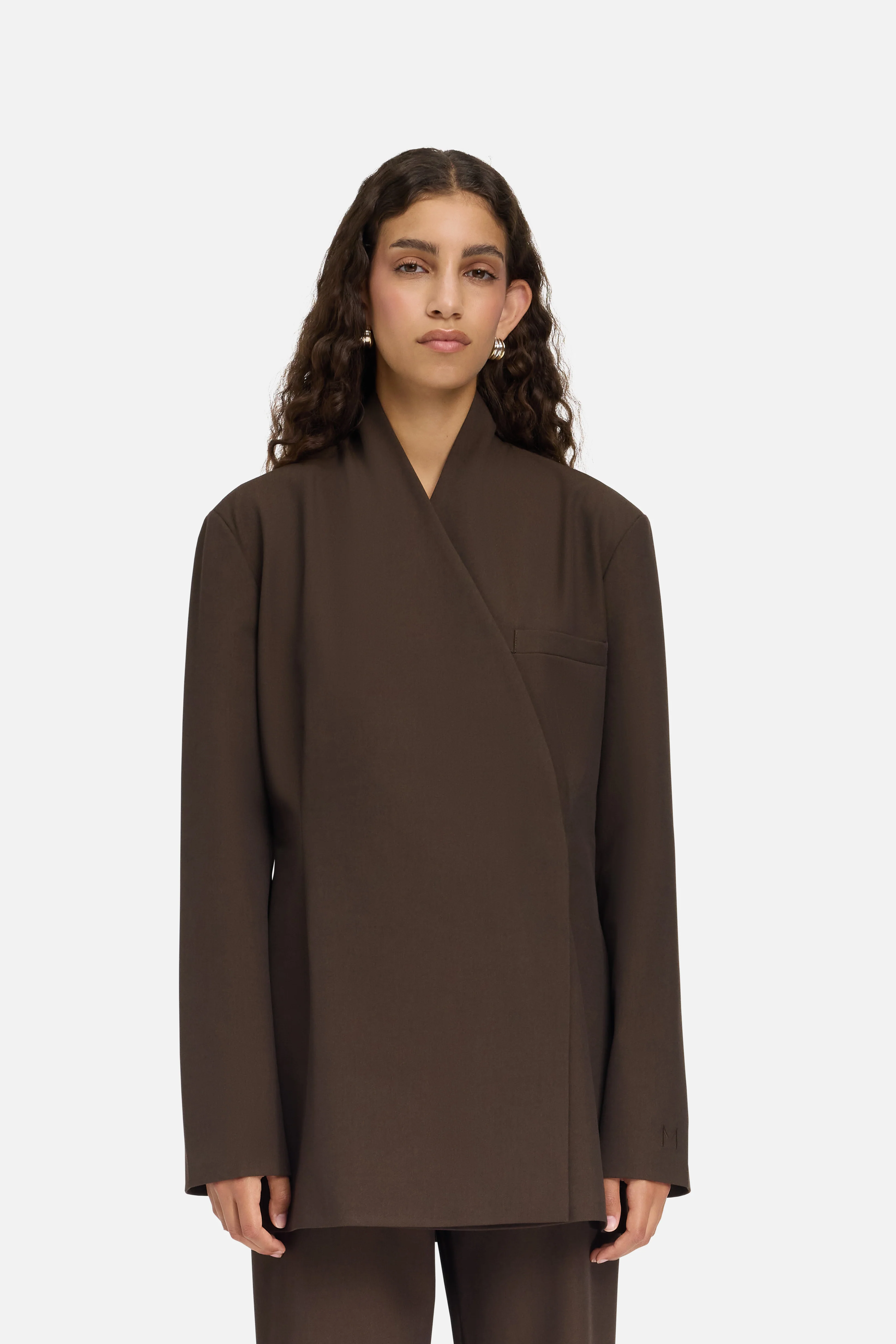 Tailored Oversized Blazer | Dark Brown - Image 3