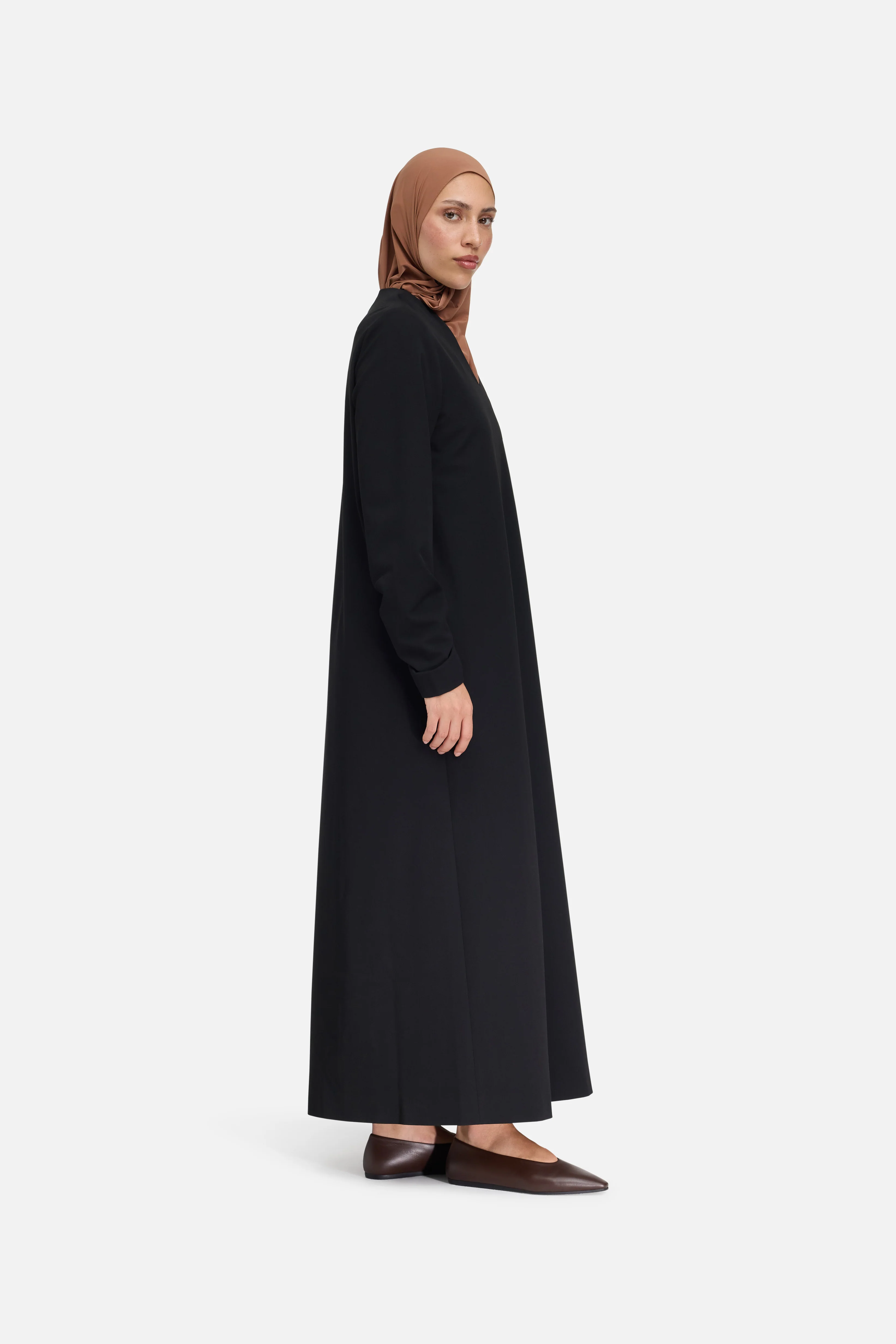 Tailored V-Neck Dress | Black - Image 2