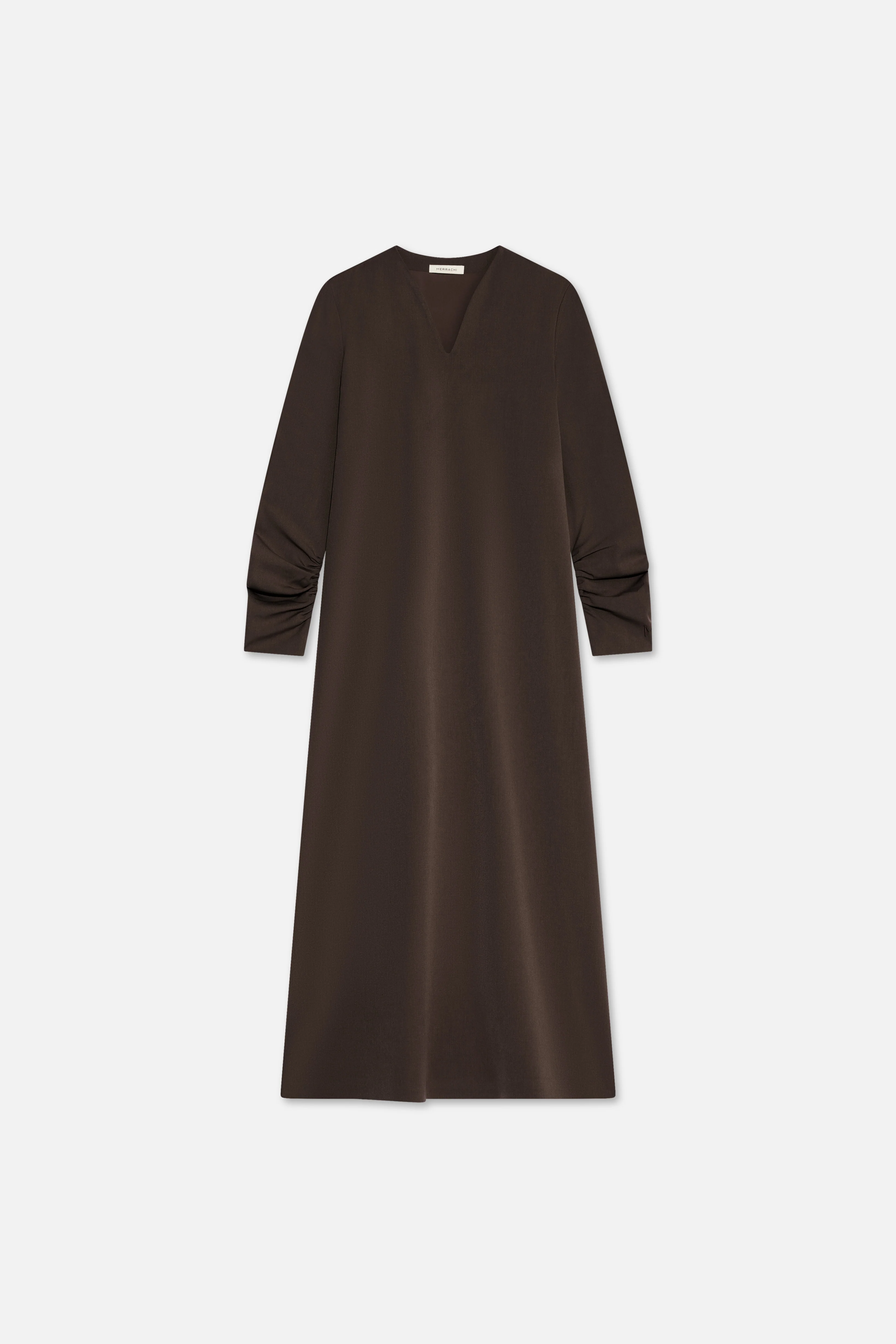 Tailored V-Neck Dress | Dark Brown - Image 5