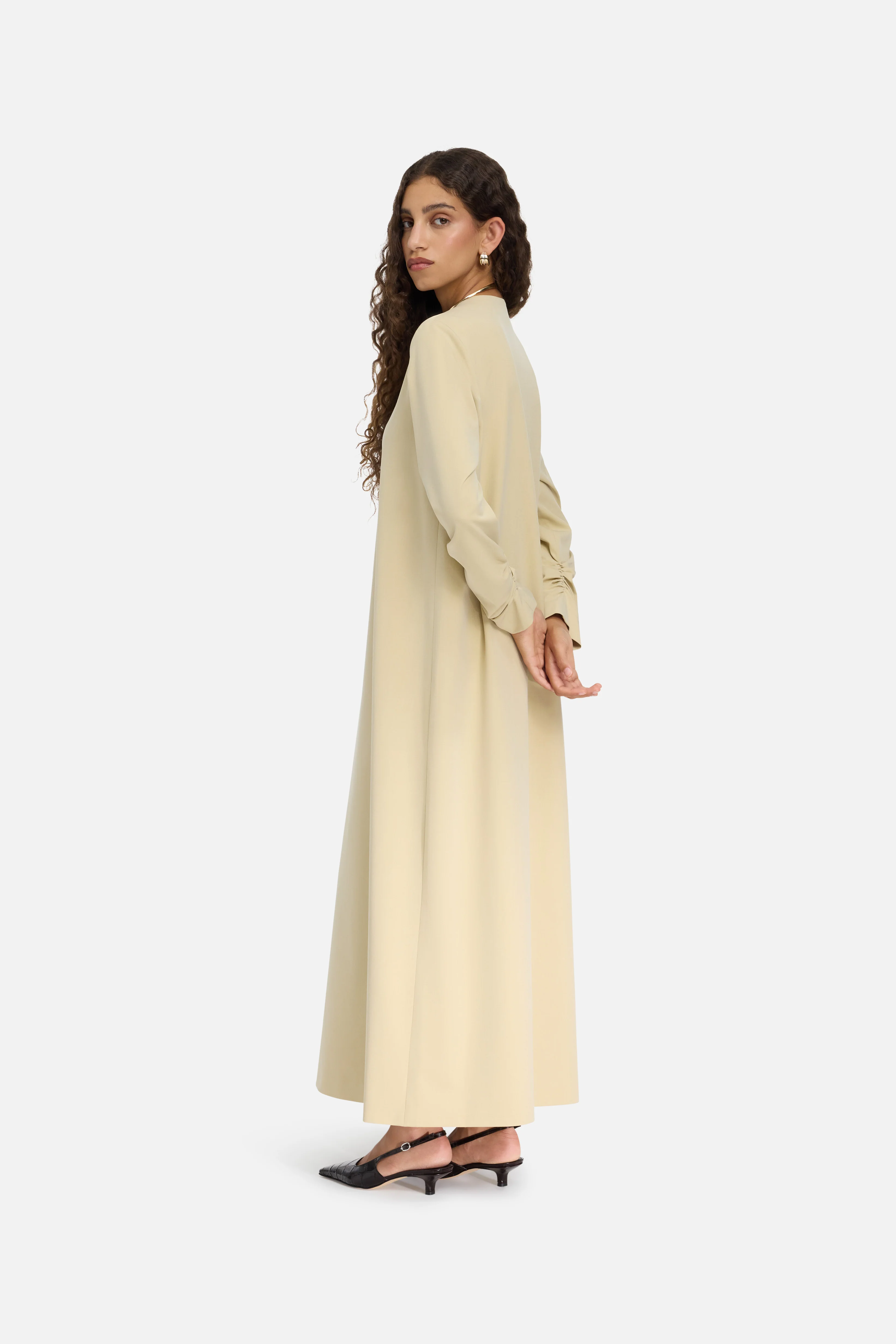 Tailored V-Neck Dress | Desert Clay - Image 2