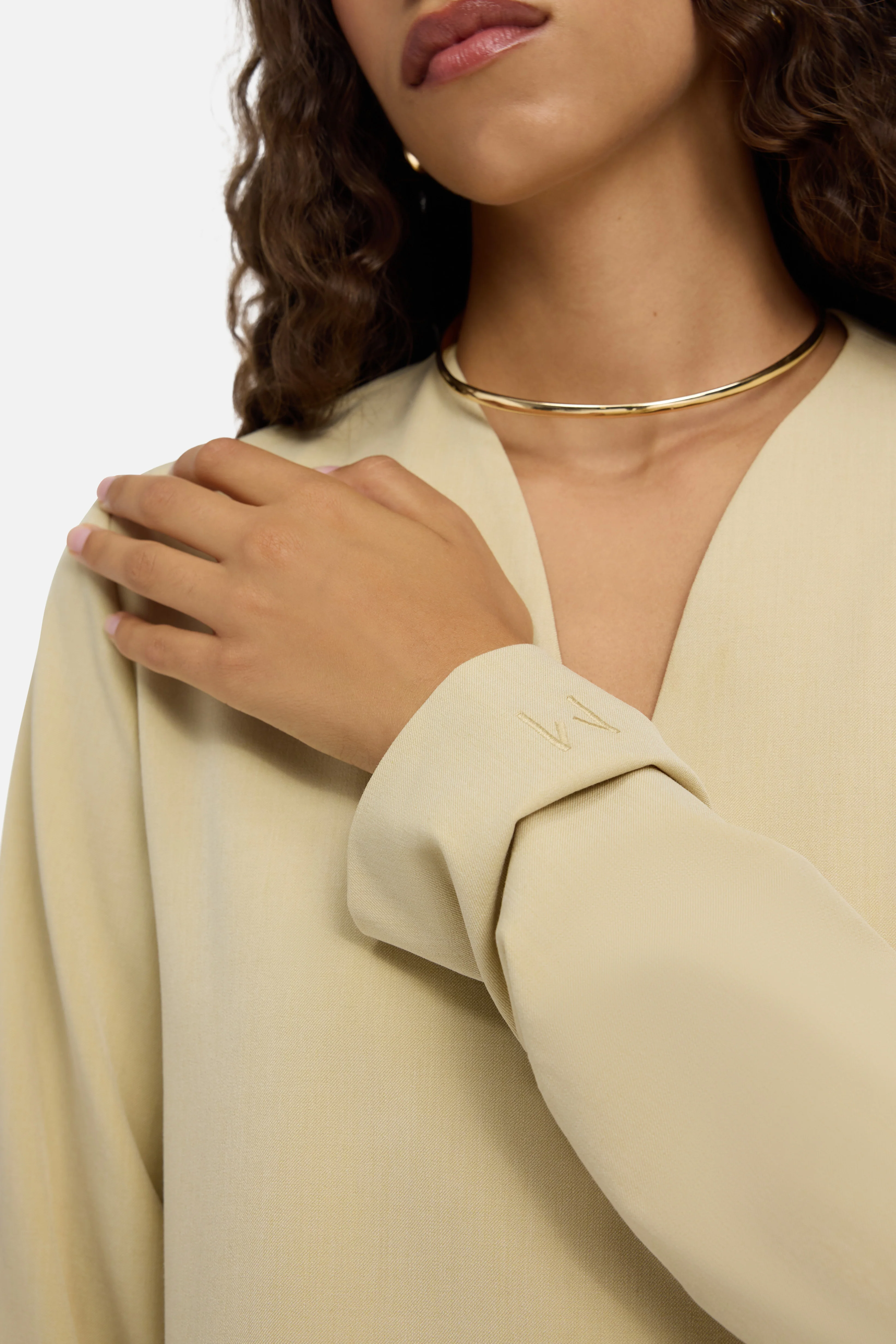 Tailored V-Neck Dress | Desert Clay - Image 3