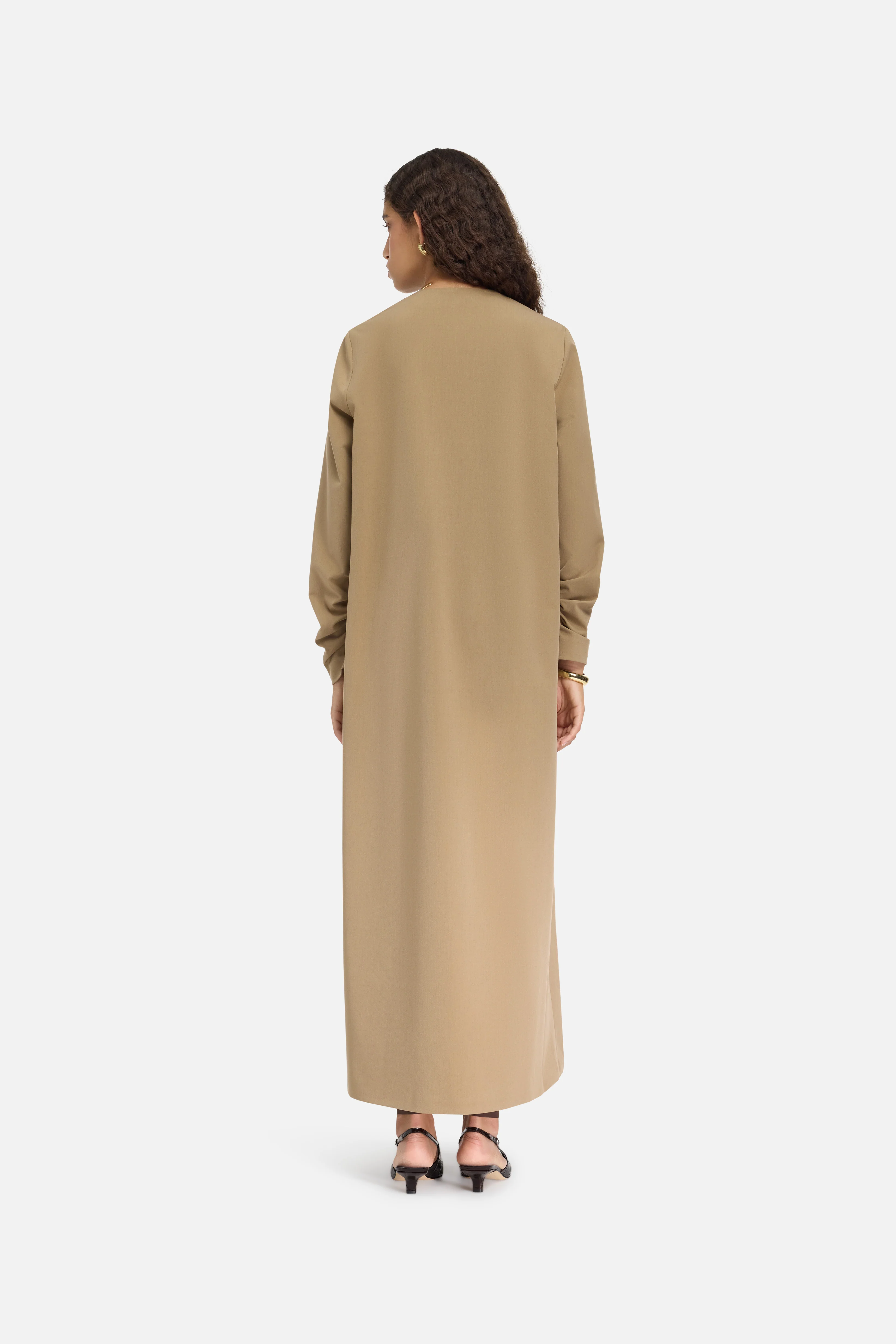 Tailored V-Neck Dress | Walnut - Image 4