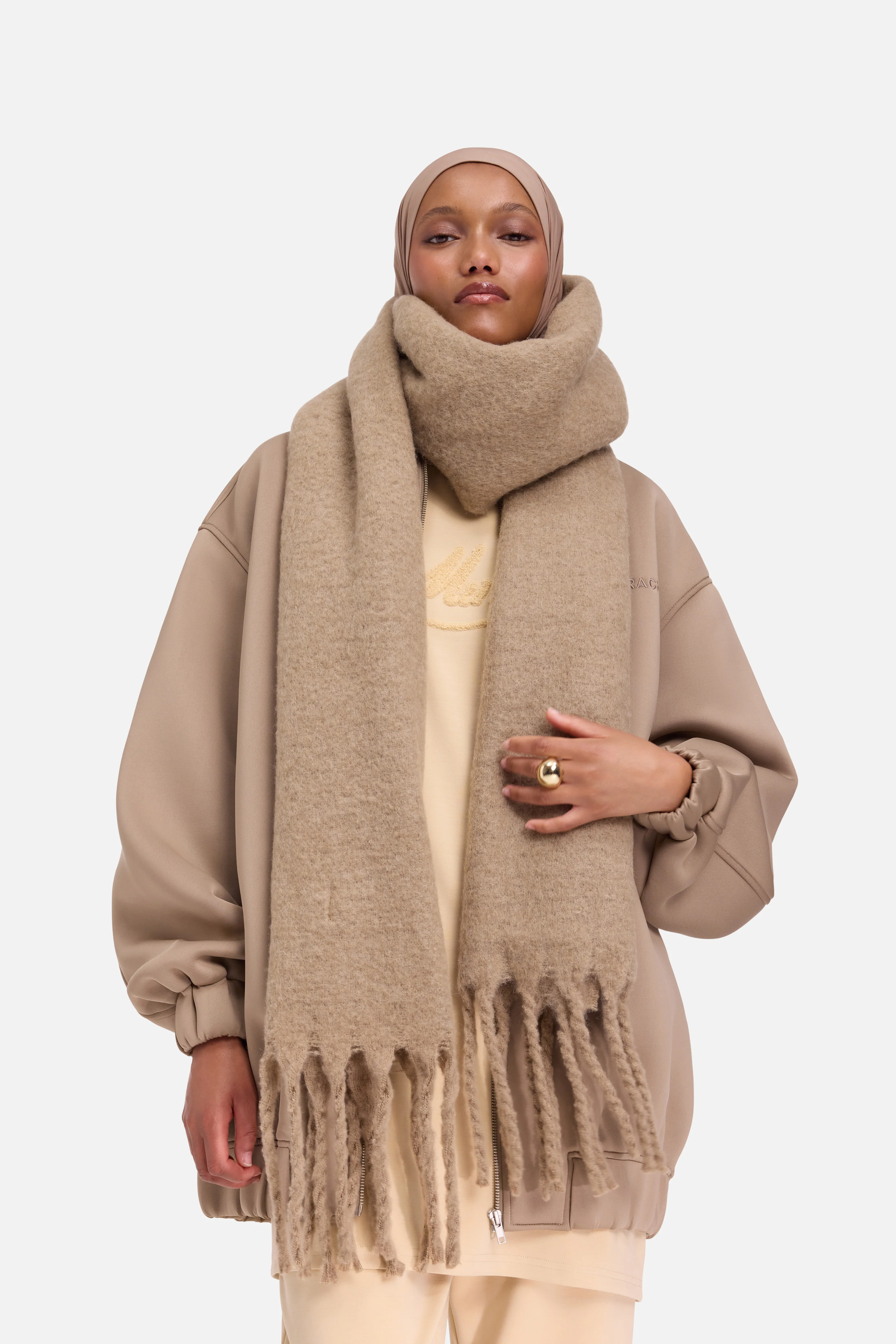 The Brushed Scarf | Khaki - Image 2