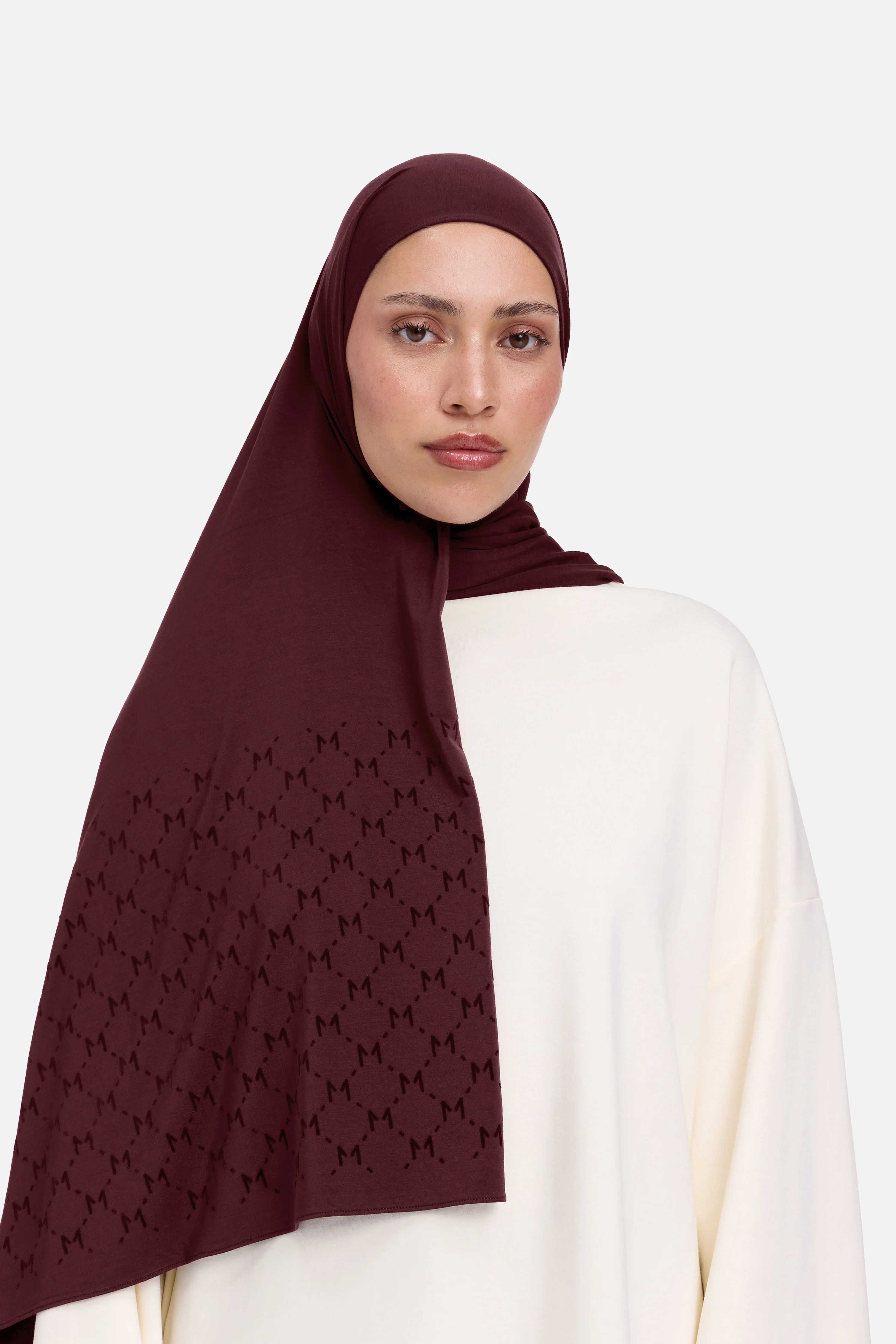 The Monogram Flock Scarf Premium | Burgundy - Image 2