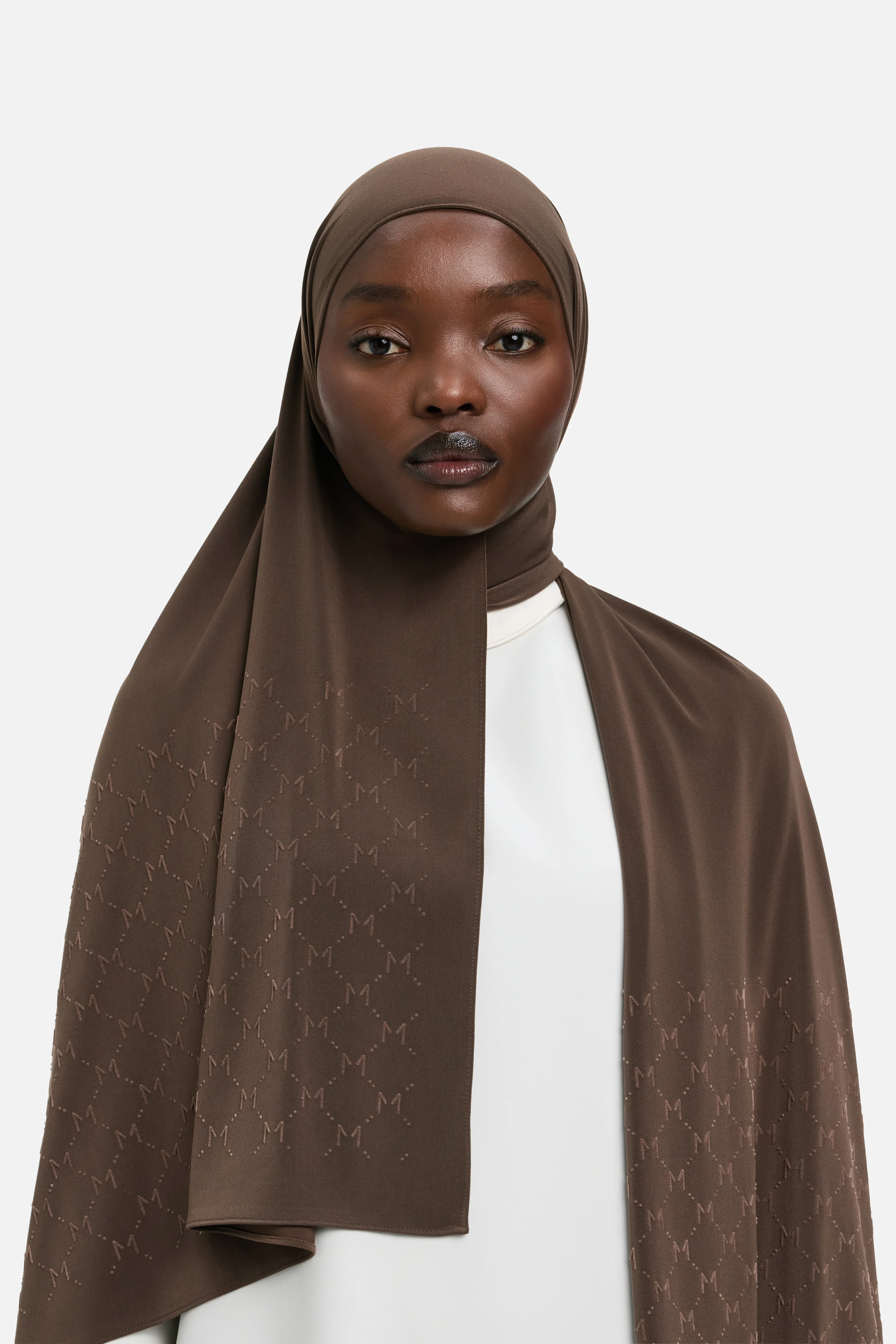 The Monogram Flock Scarf Premium | Burnt Mocha