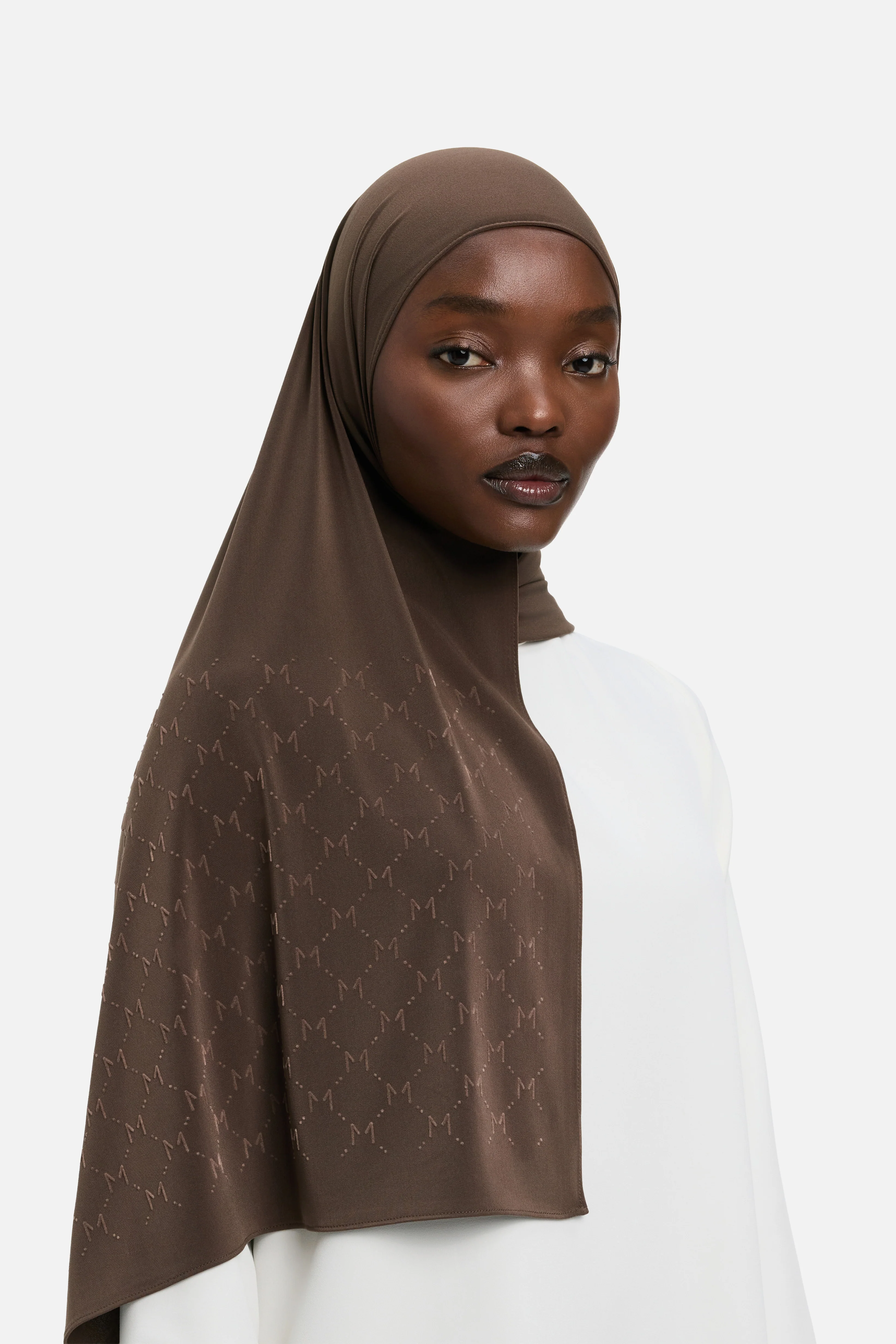 The Monogram Flock Scarf Premium | Burnt Mocha - Image 2