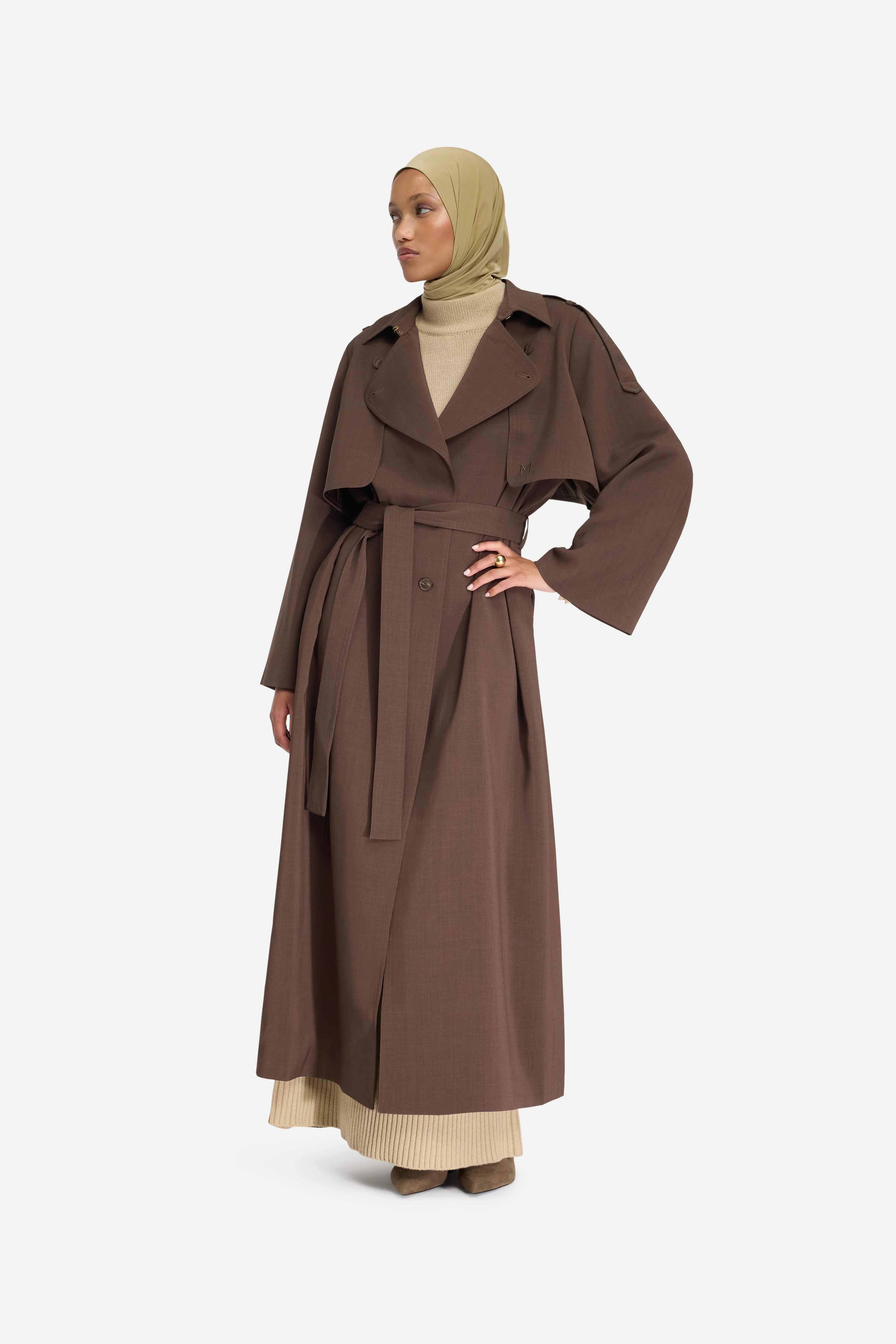 Trench Abaya | Dark Brown - Image 2