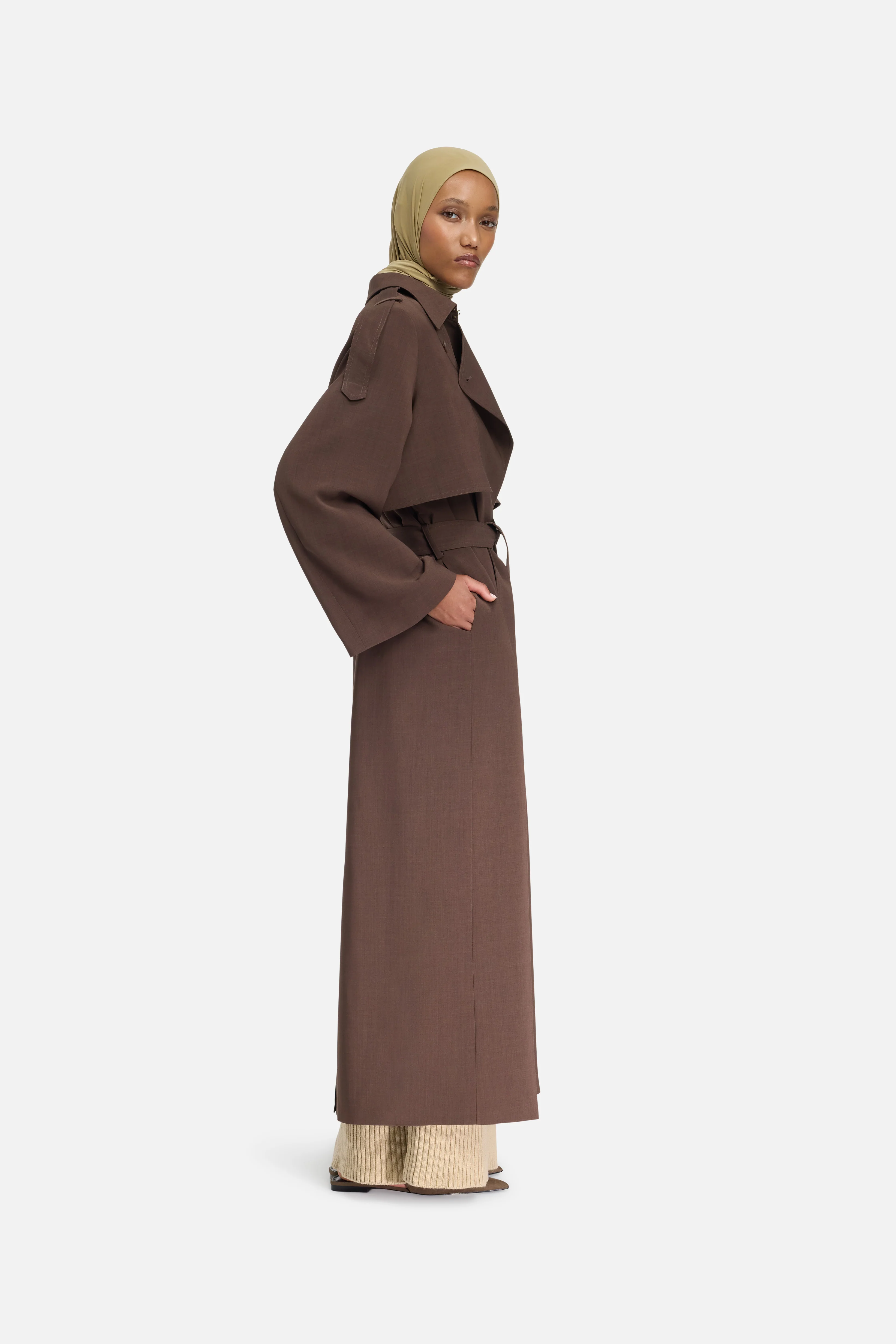 Trench Abaya | Dark Brown - Image 5