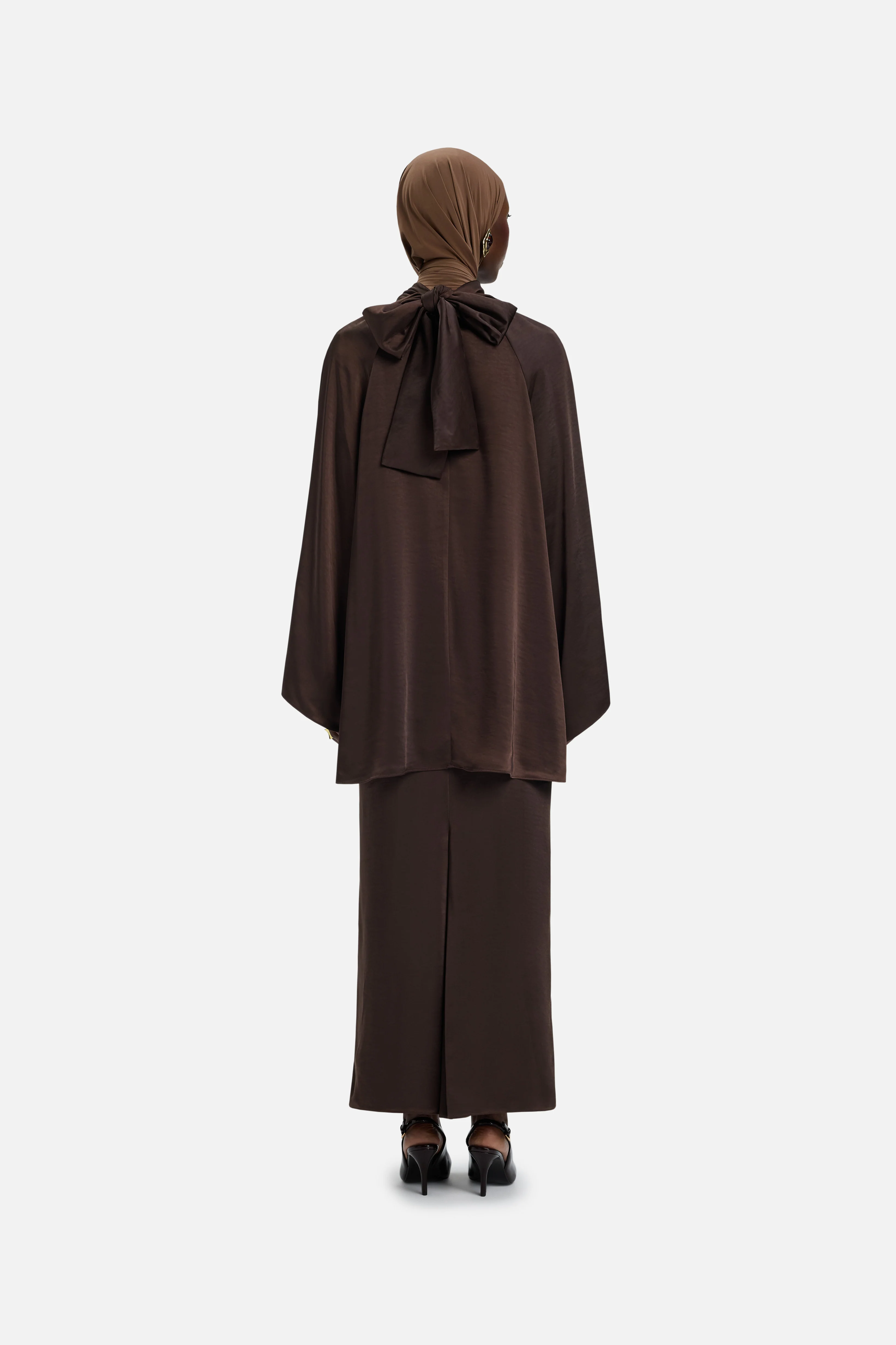 Volume Pleat Skirt | Dark Brown - Image 4