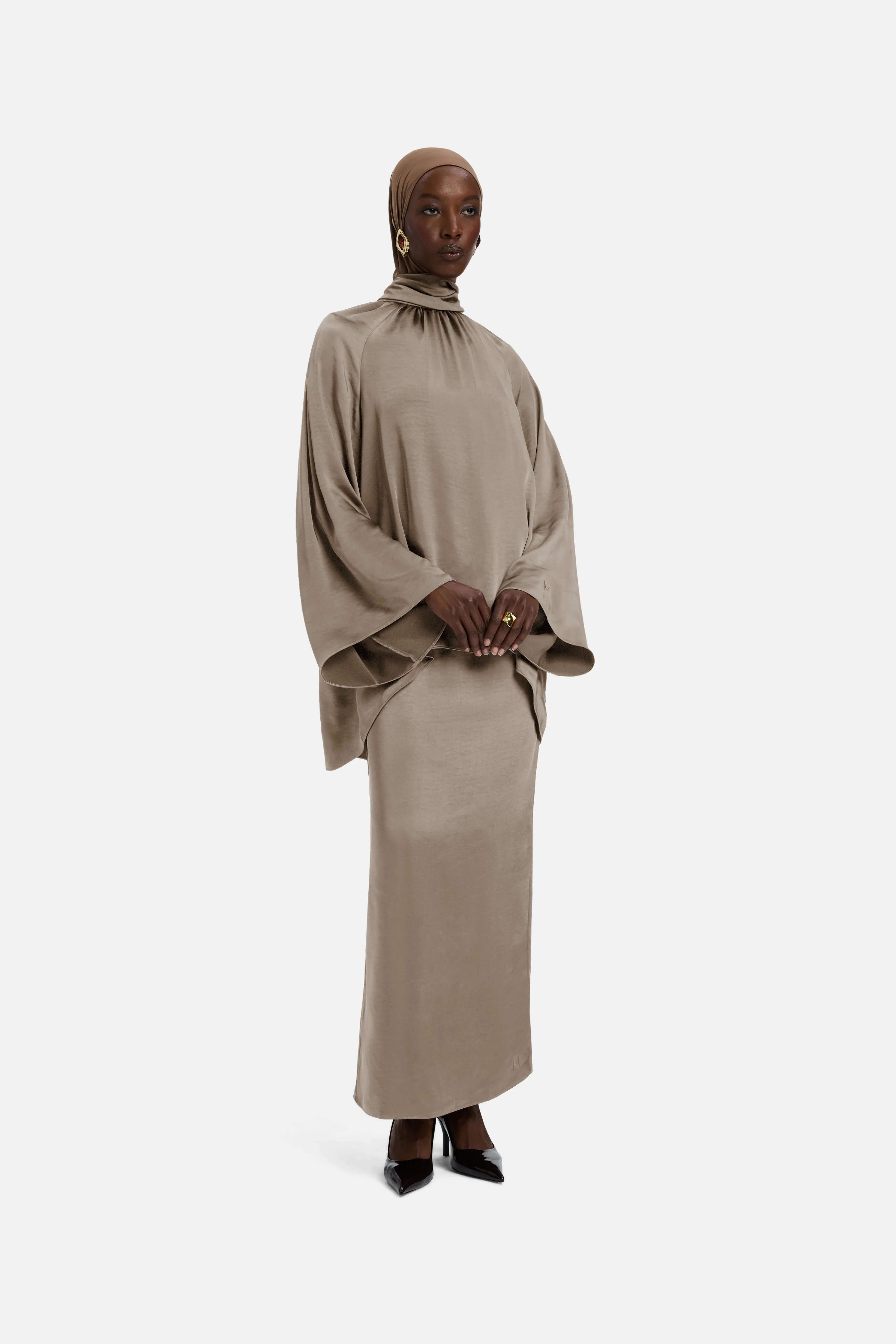 Volume Pleat Skirt | Milky Cacao - Image 2