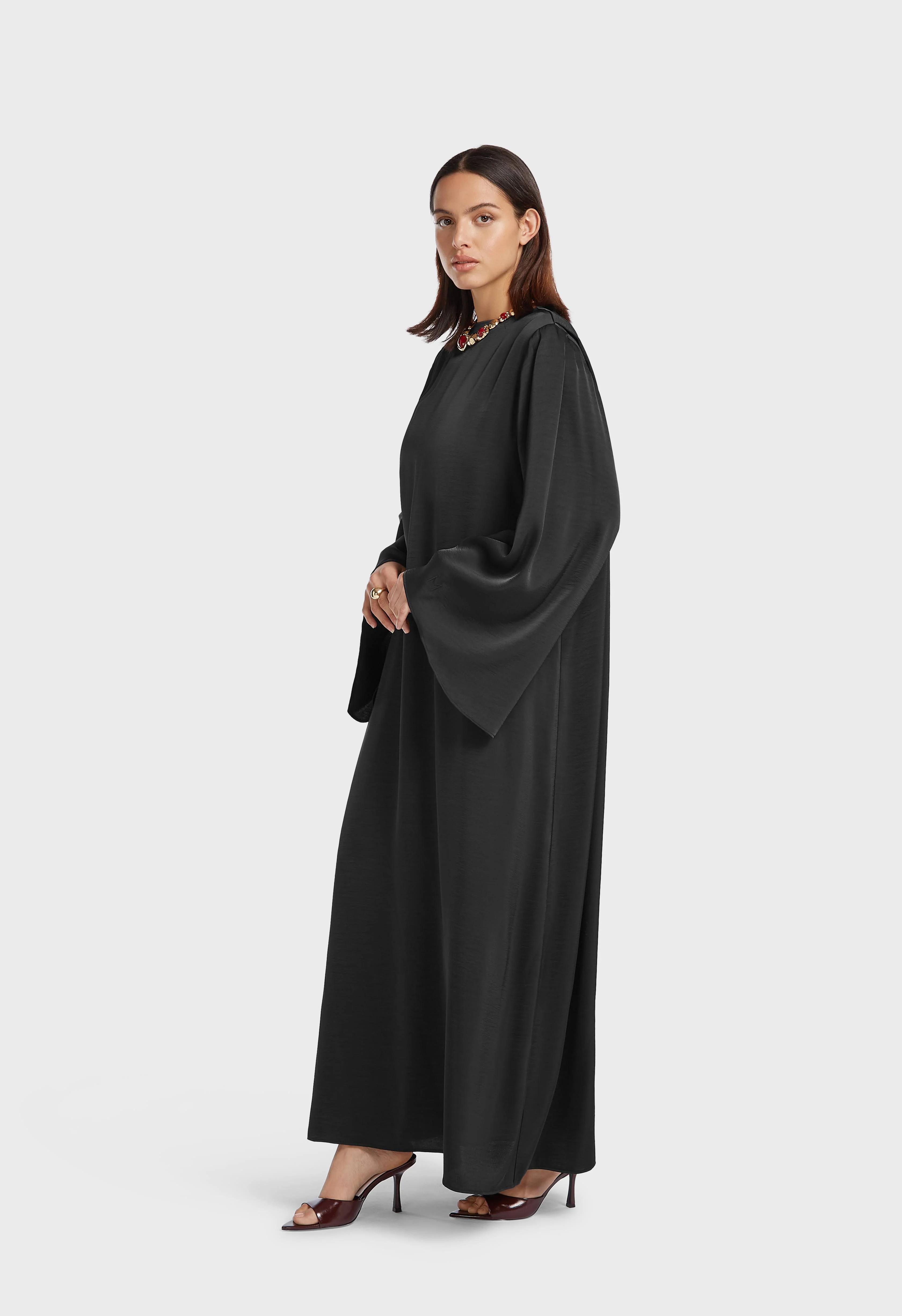 Volume Sleeve Dress | Black - Image 2