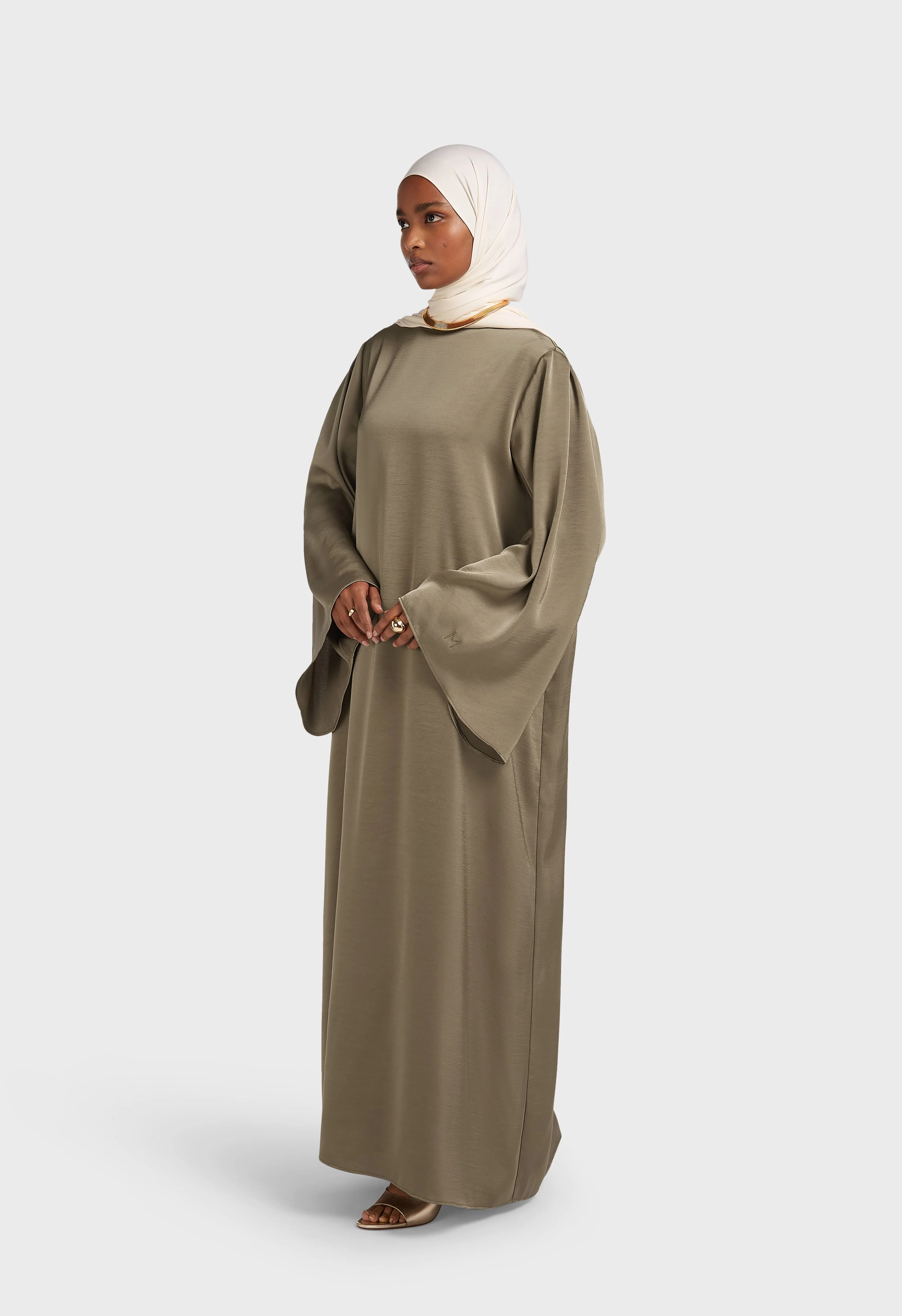 Volume Sleeve Dress | Desert Brown - Image 2