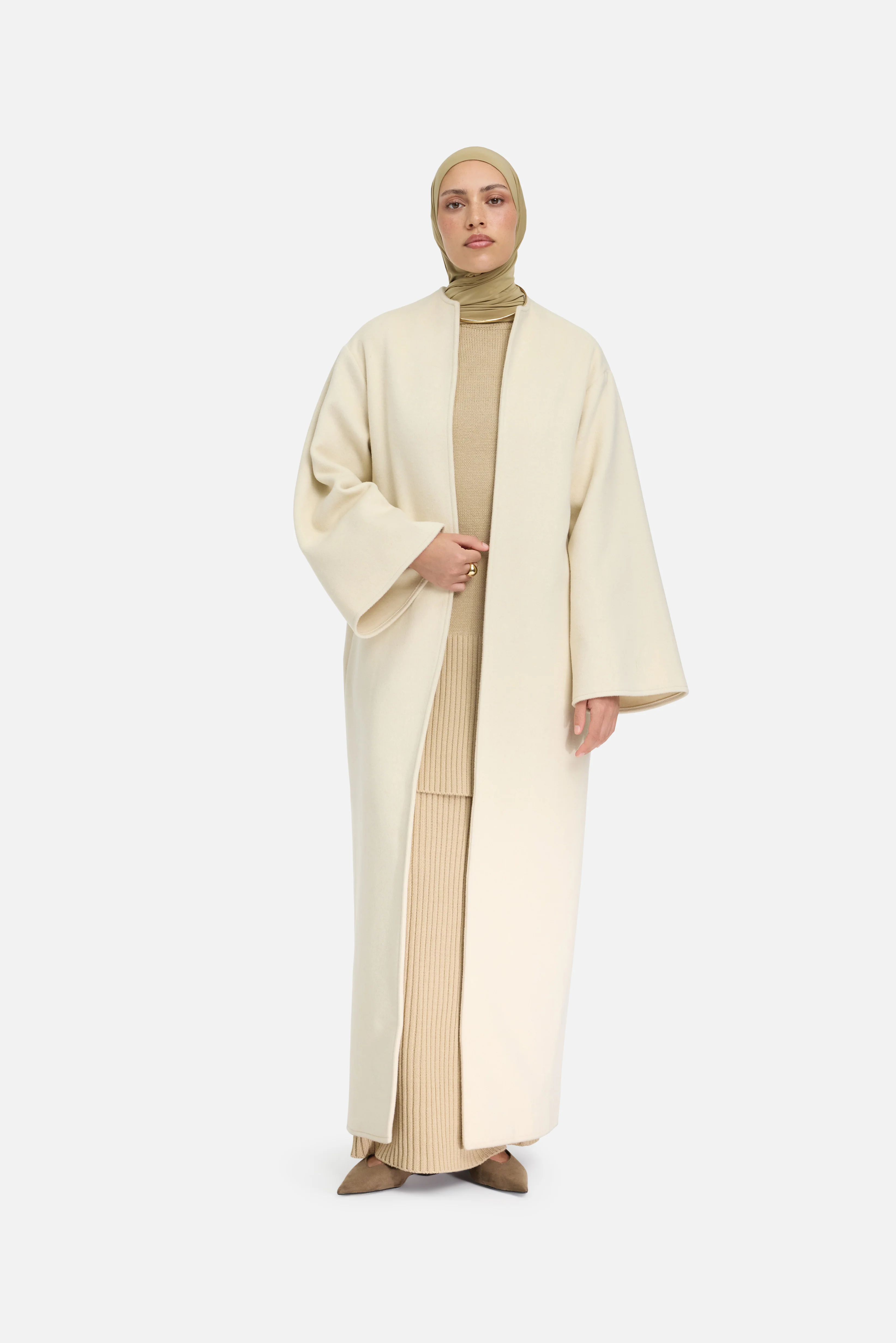 Wool Blend Abaya | Cloud White - Image 2
