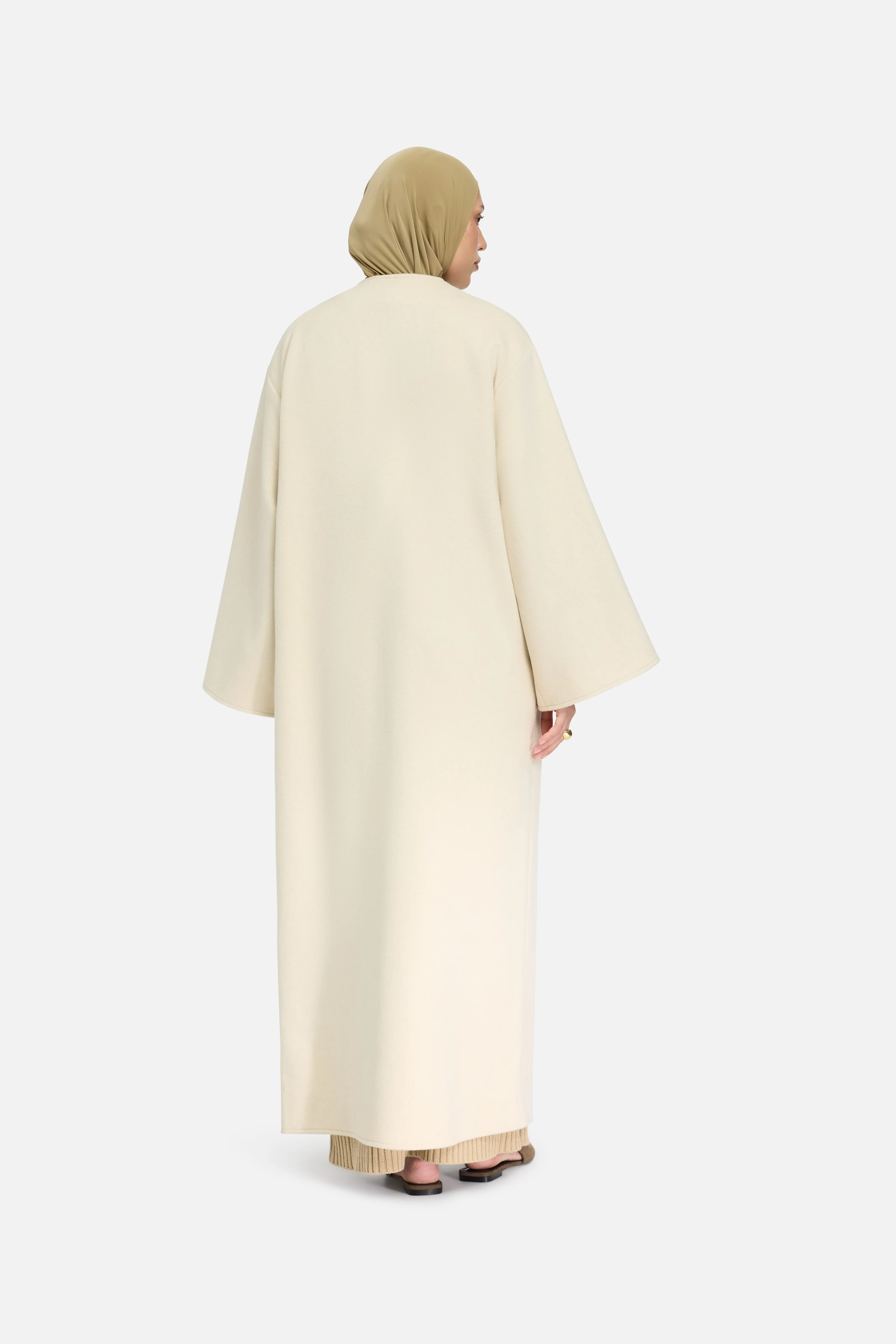 Wool Blend Abaya | Cloud White - Image 4