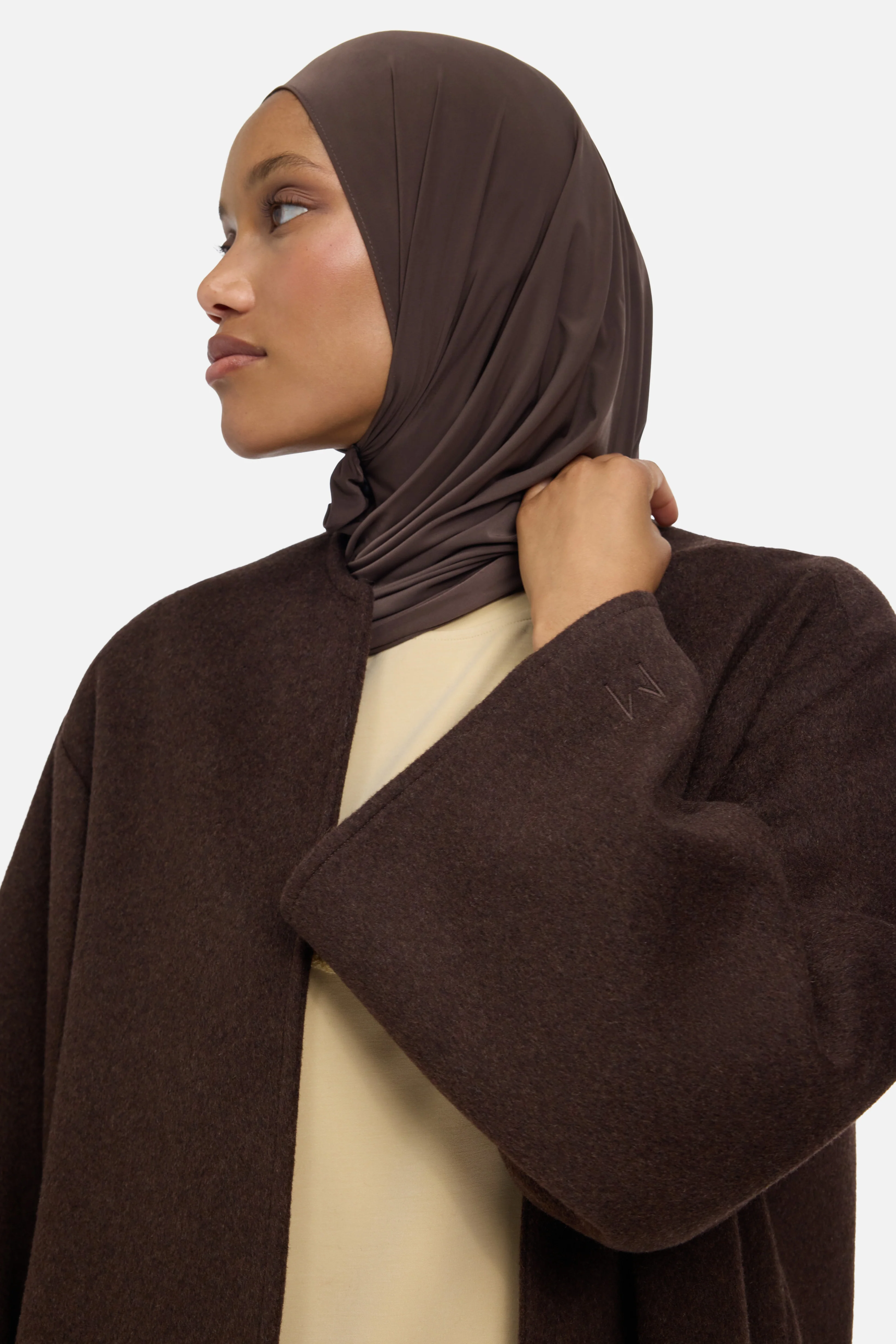 Wool Blend Abaya | Dark Brown - Image 3