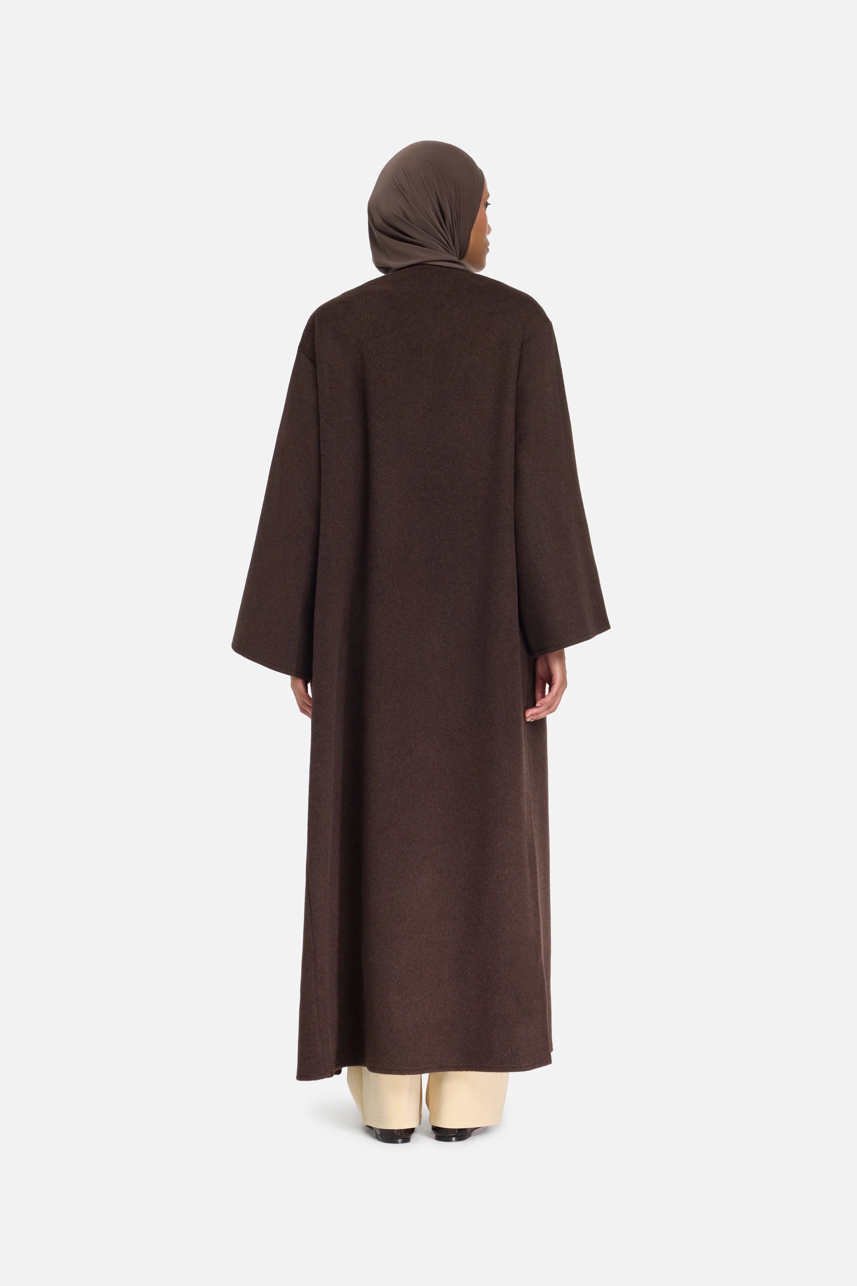 Wool Blend Abaya | Dark Brown - Image 4