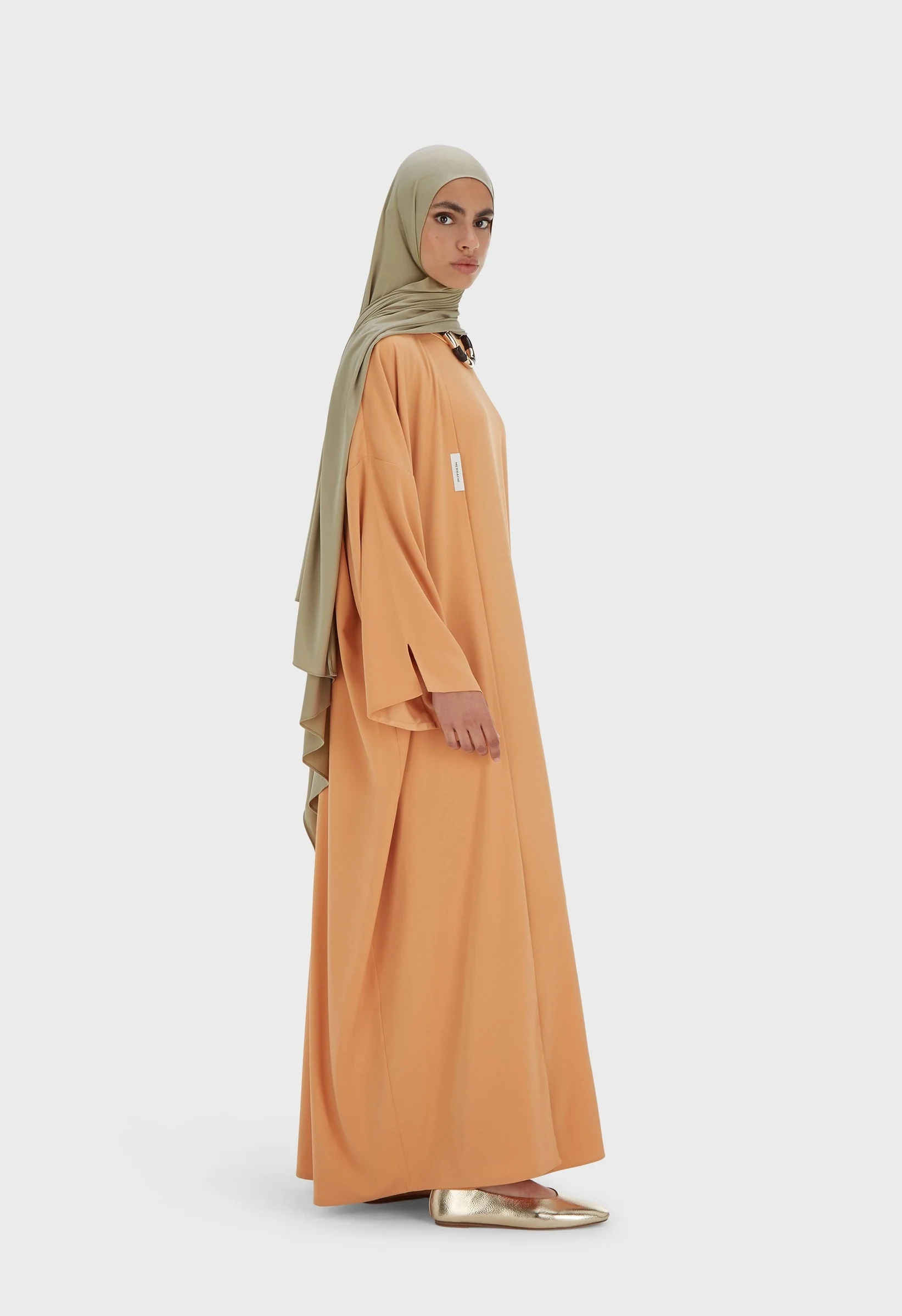 Woven Abaya Short | Pastel Orange - Image 2