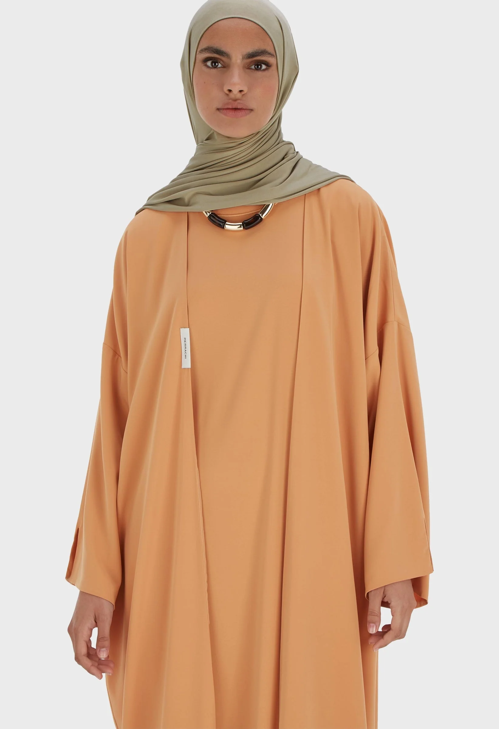 Woven Abaya Short | Pastel Orange - Image 3