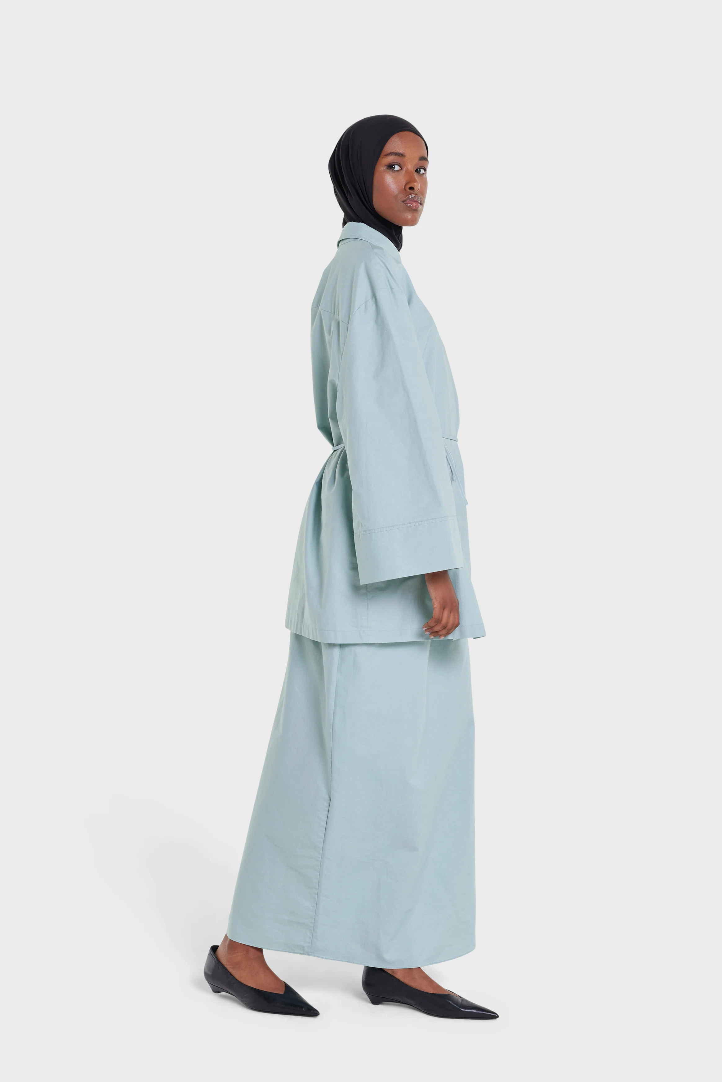 Woven Cotton Skirt | Misty Blue - Image 2