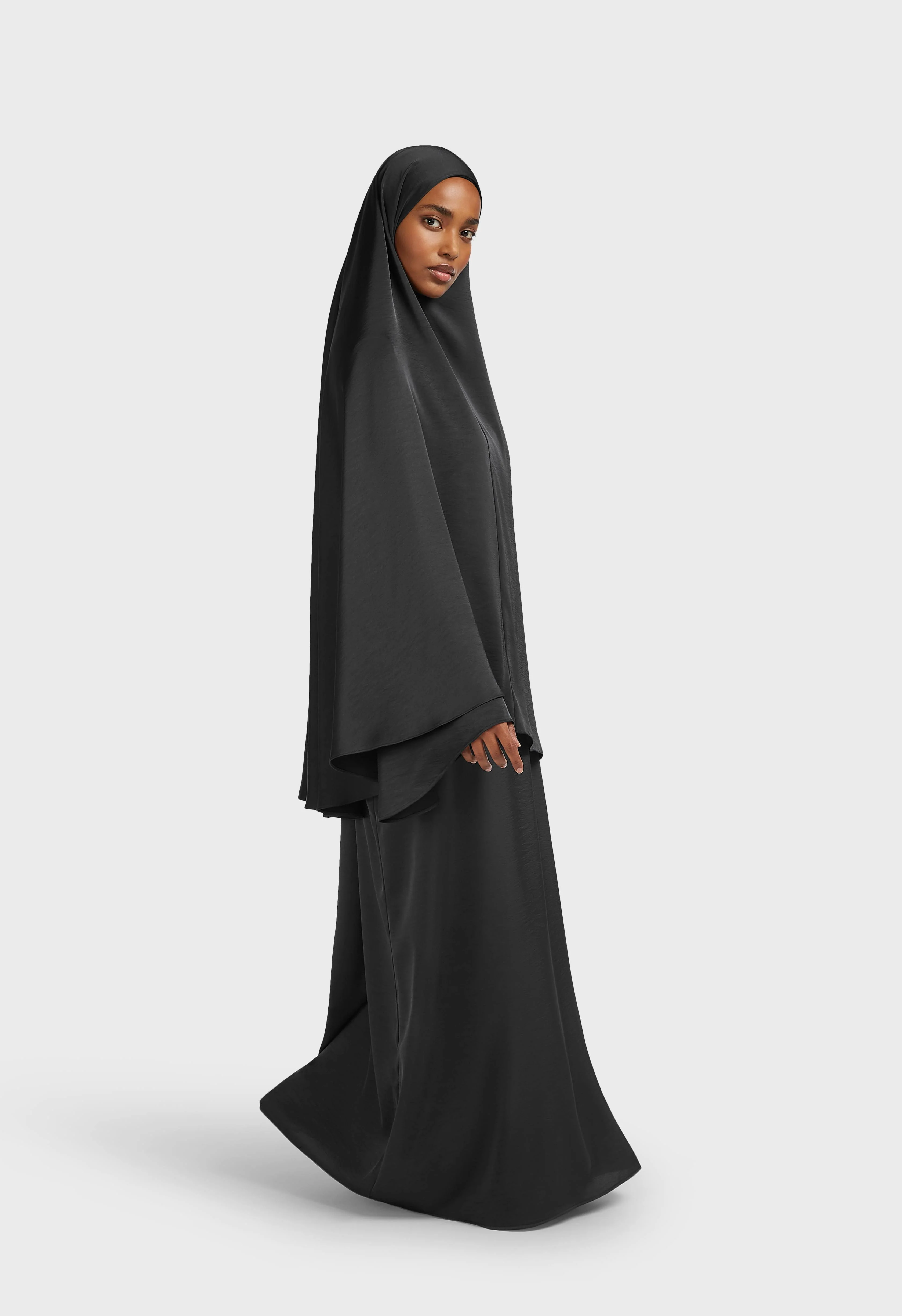 Woven Satin Khimaar | Black - Image 2