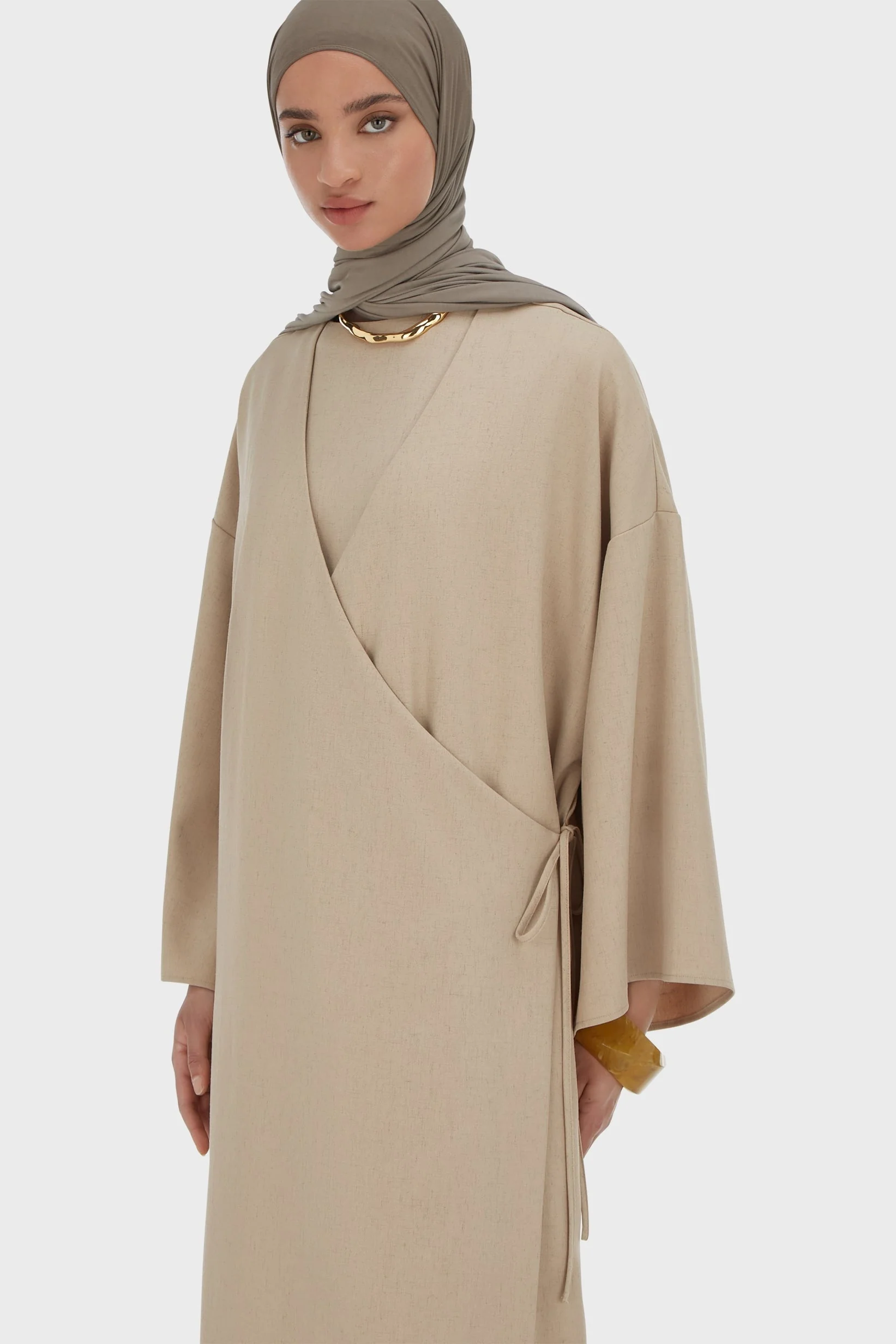 Wrap Abaya | White Pepper - Image 3